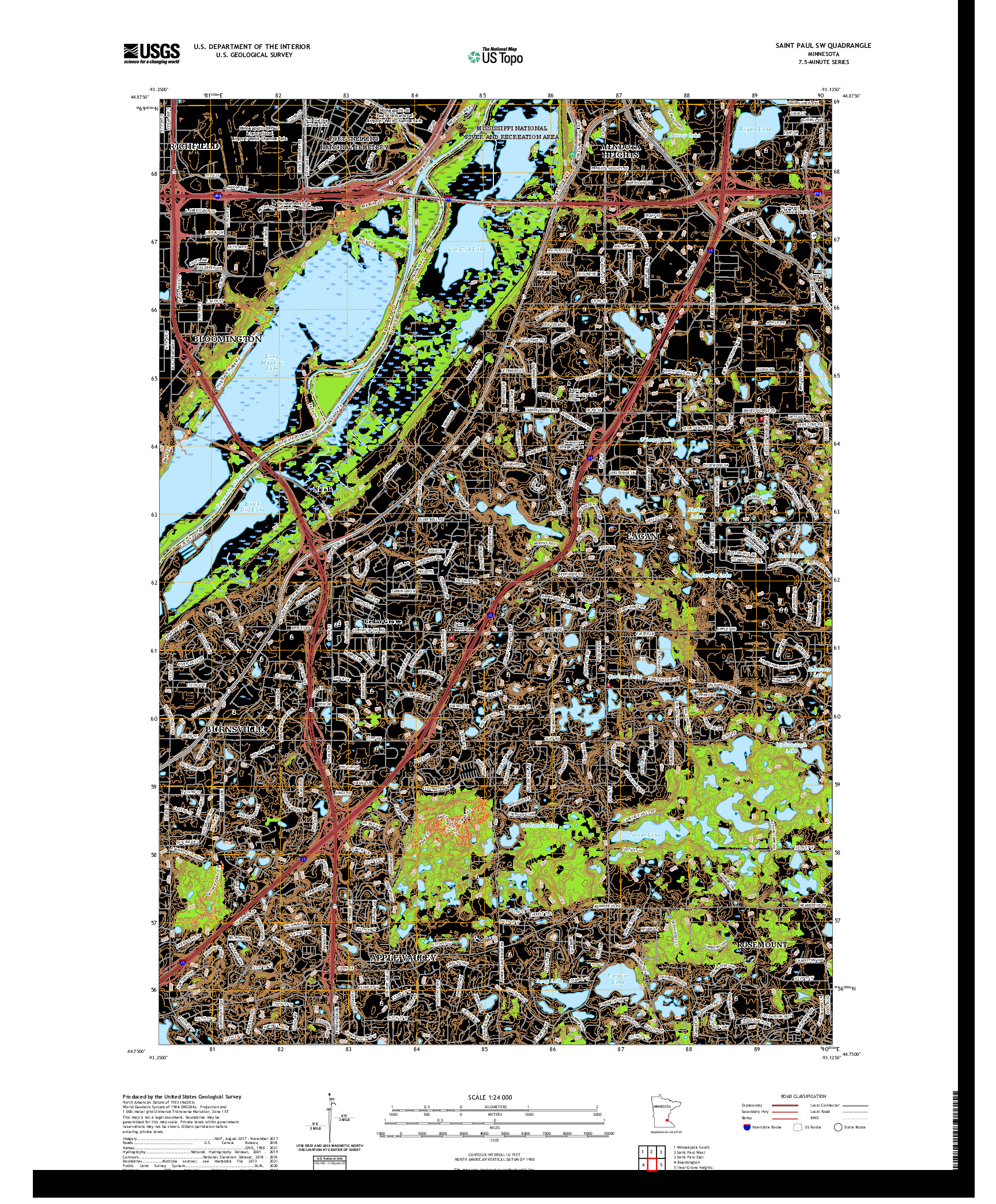 US TOPO 7.5-MINUTE MAP FOR SAINT PAUL SW, MN