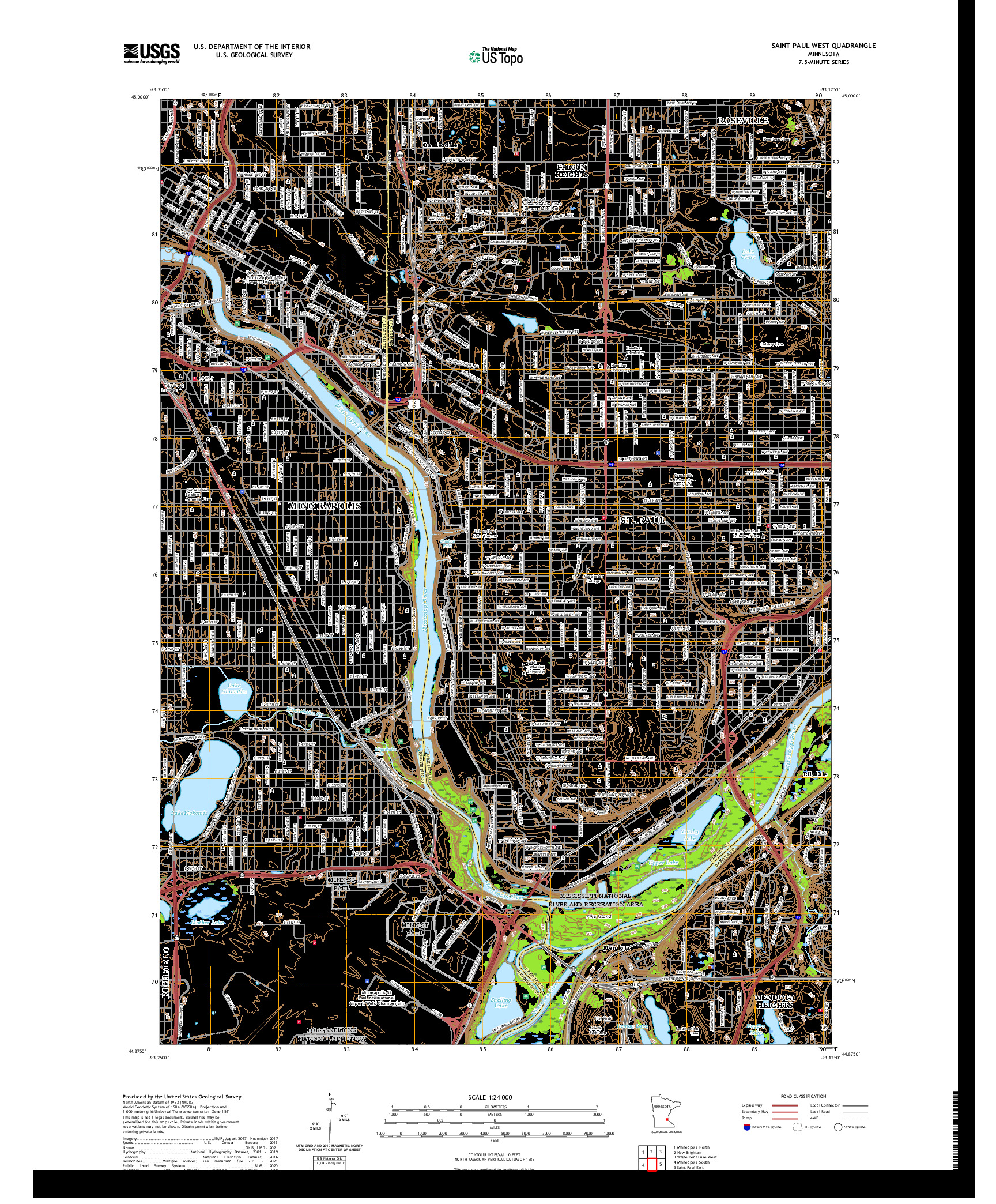 US TOPO 7.5-MINUTE MAP FOR SAINT PAUL WEST, MN