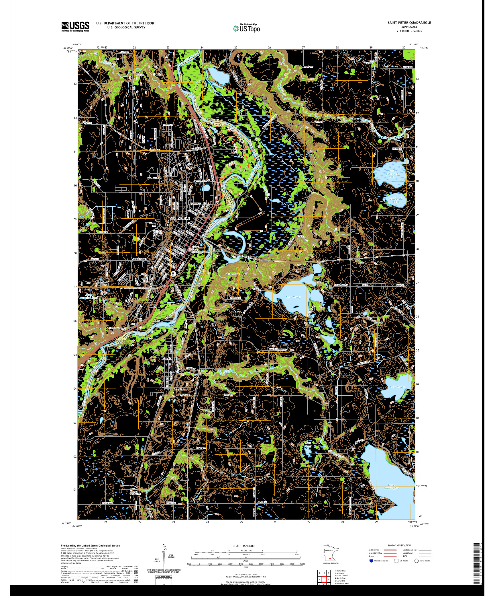 US TOPO 7.5-MINUTE MAP FOR SAINT PETER, MN