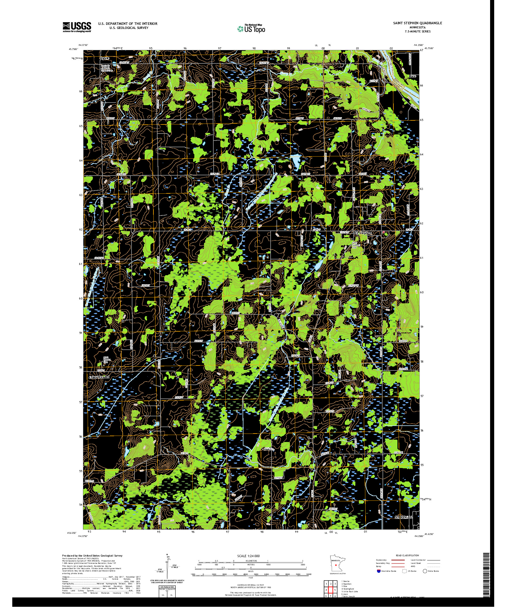 US TOPO 7.5-MINUTE MAP FOR SAINT STEPHEN, MN