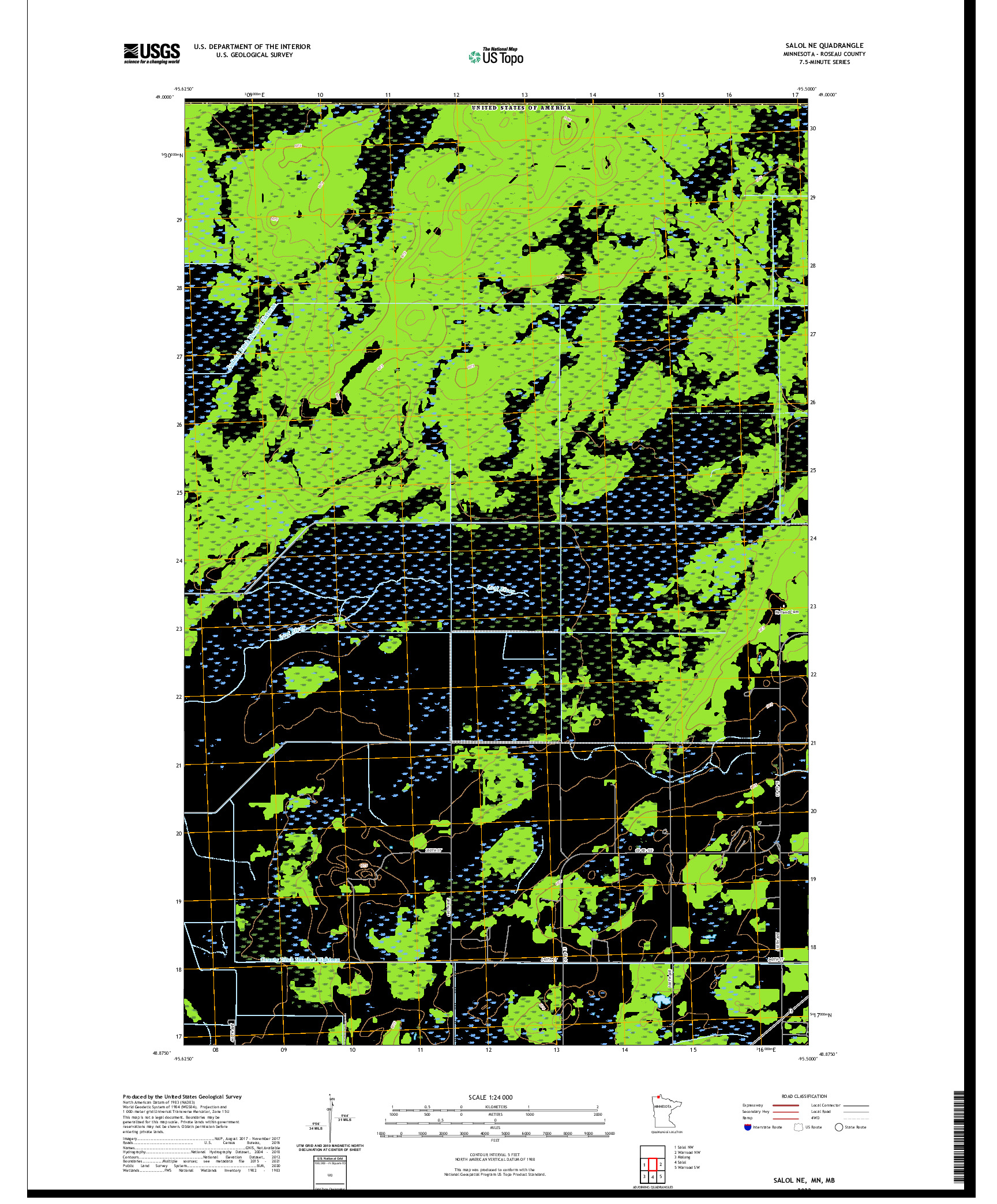 US TOPO 7.5-MINUTE MAP FOR SALOL NE, MN,MB