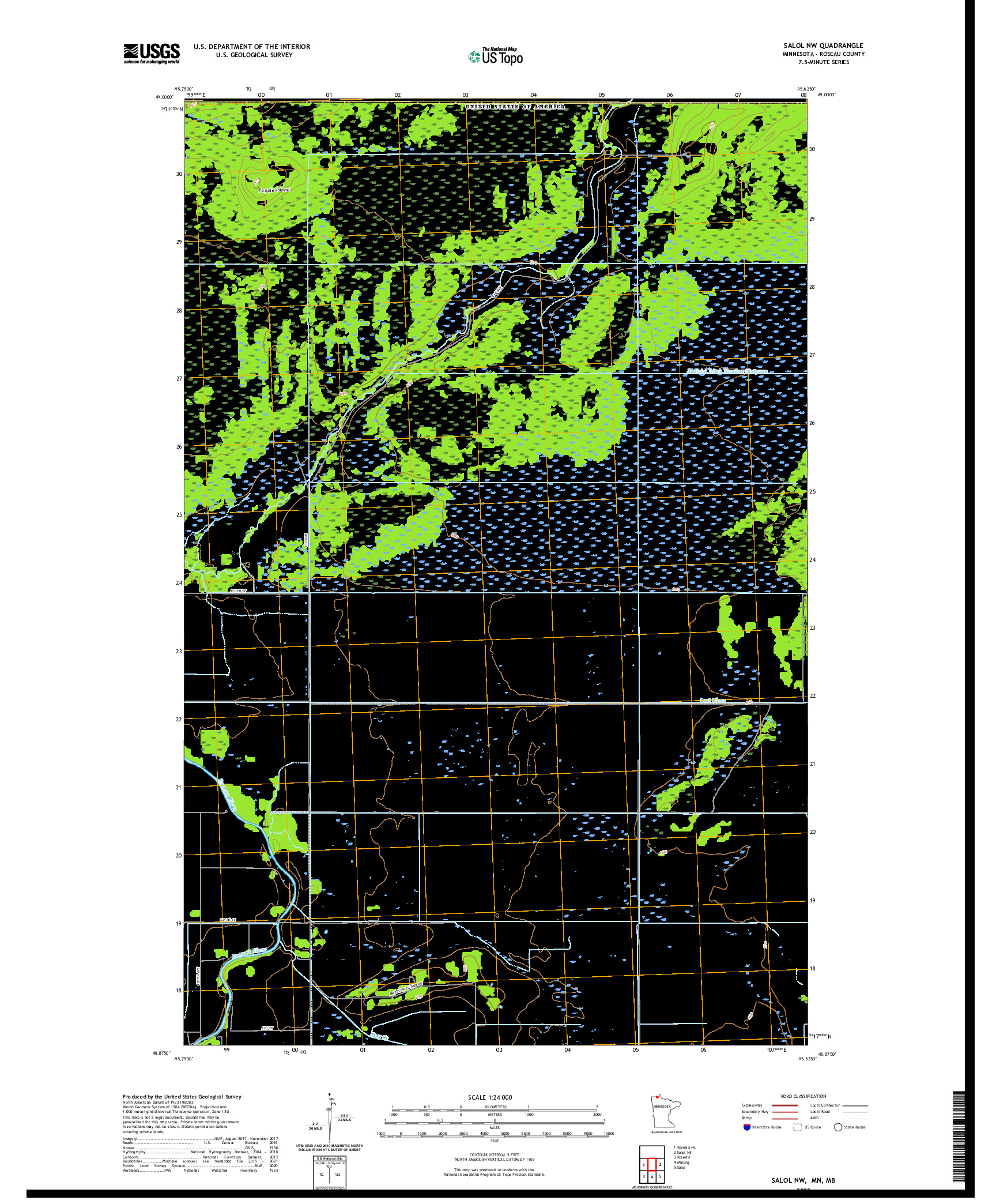 US TOPO 7.5-MINUTE MAP FOR SALOL NW, MN,MB