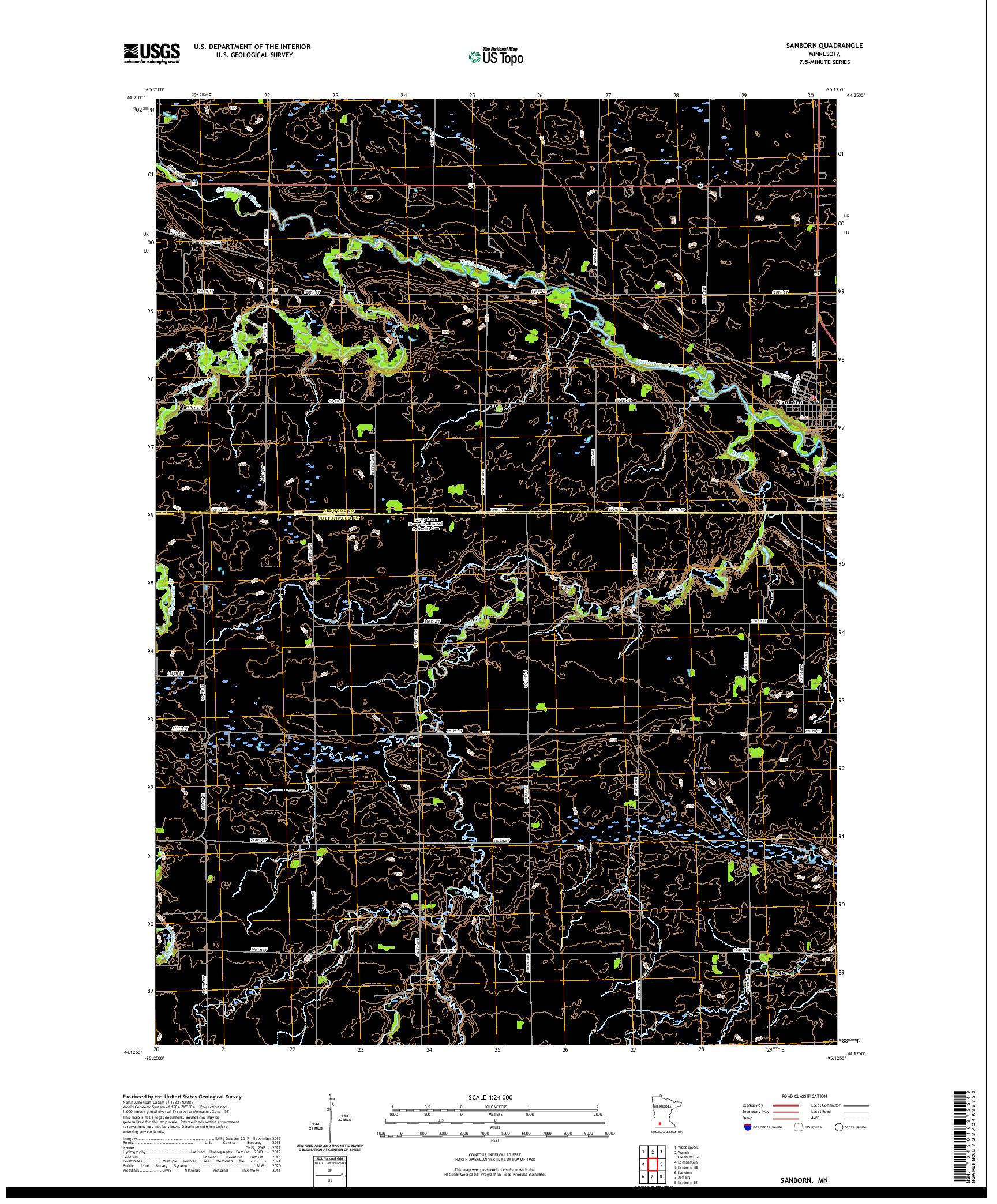 US TOPO 7.5-MINUTE MAP FOR SANBORN, MN