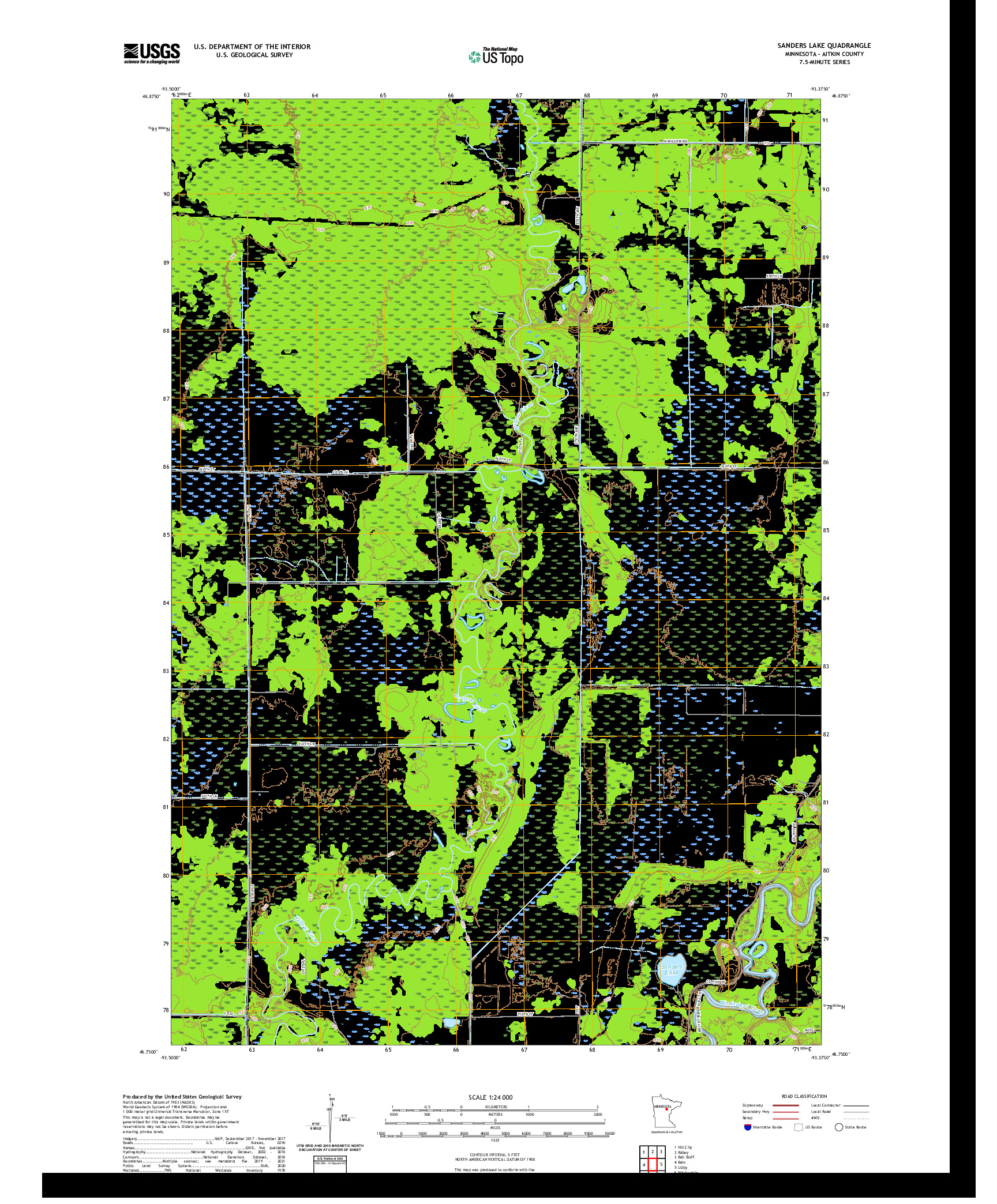 US TOPO 7.5-MINUTE MAP FOR SANDERS LAKE, MN