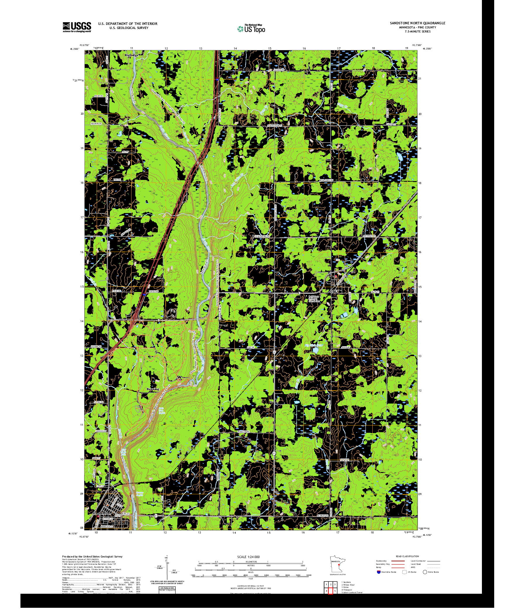 US TOPO 7.5-MINUTE MAP FOR SANDSTONE NORTH, MN