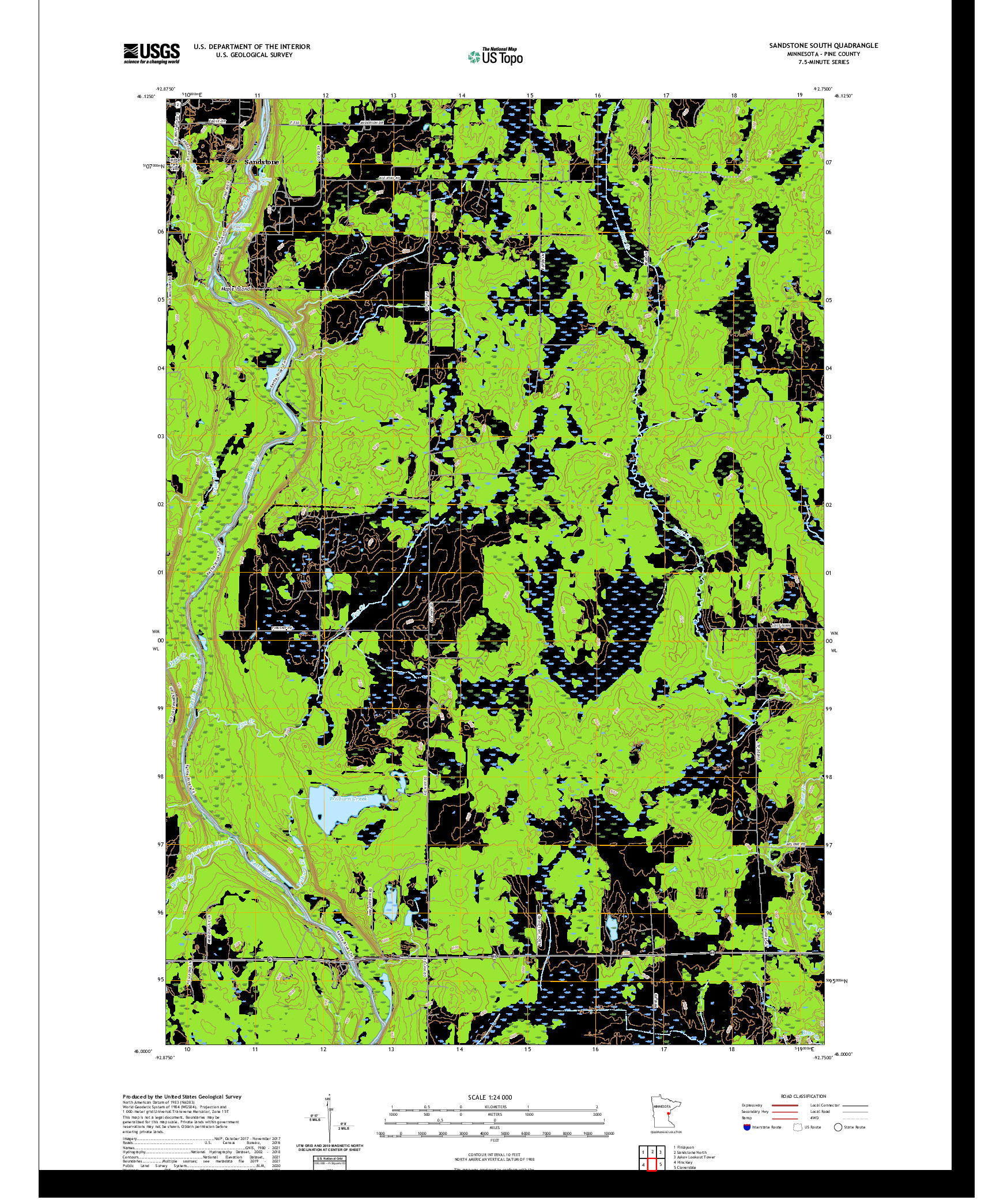 US TOPO 7.5-MINUTE MAP FOR SANDSTONE SOUTH, MN