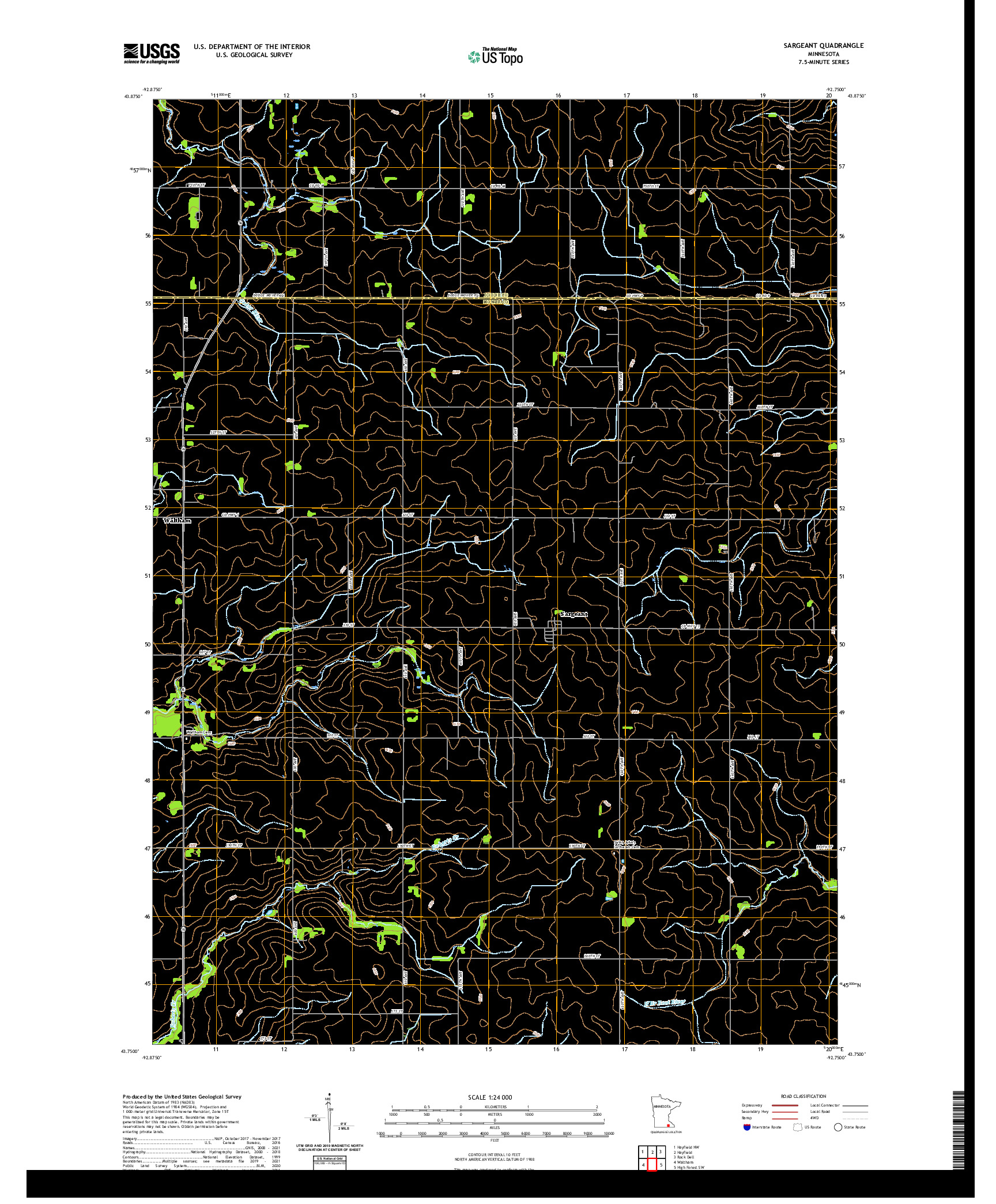 US TOPO 7.5-MINUTE MAP FOR SARGEANT, MN