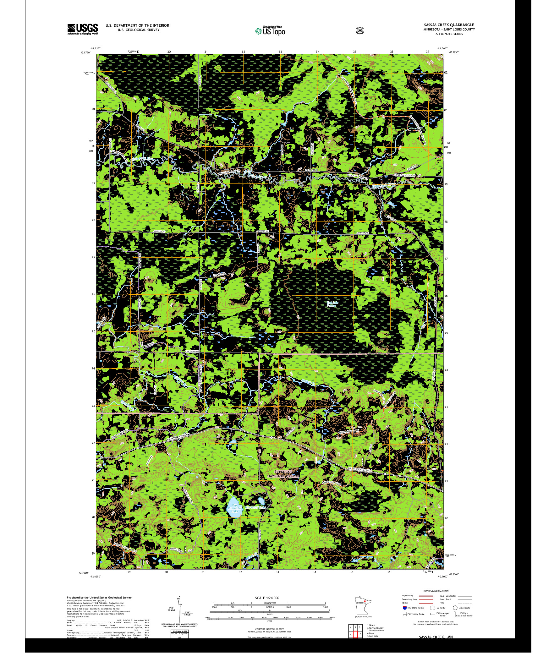 US TOPO 7.5-MINUTE MAP FOR SASSAS CREEK, MN