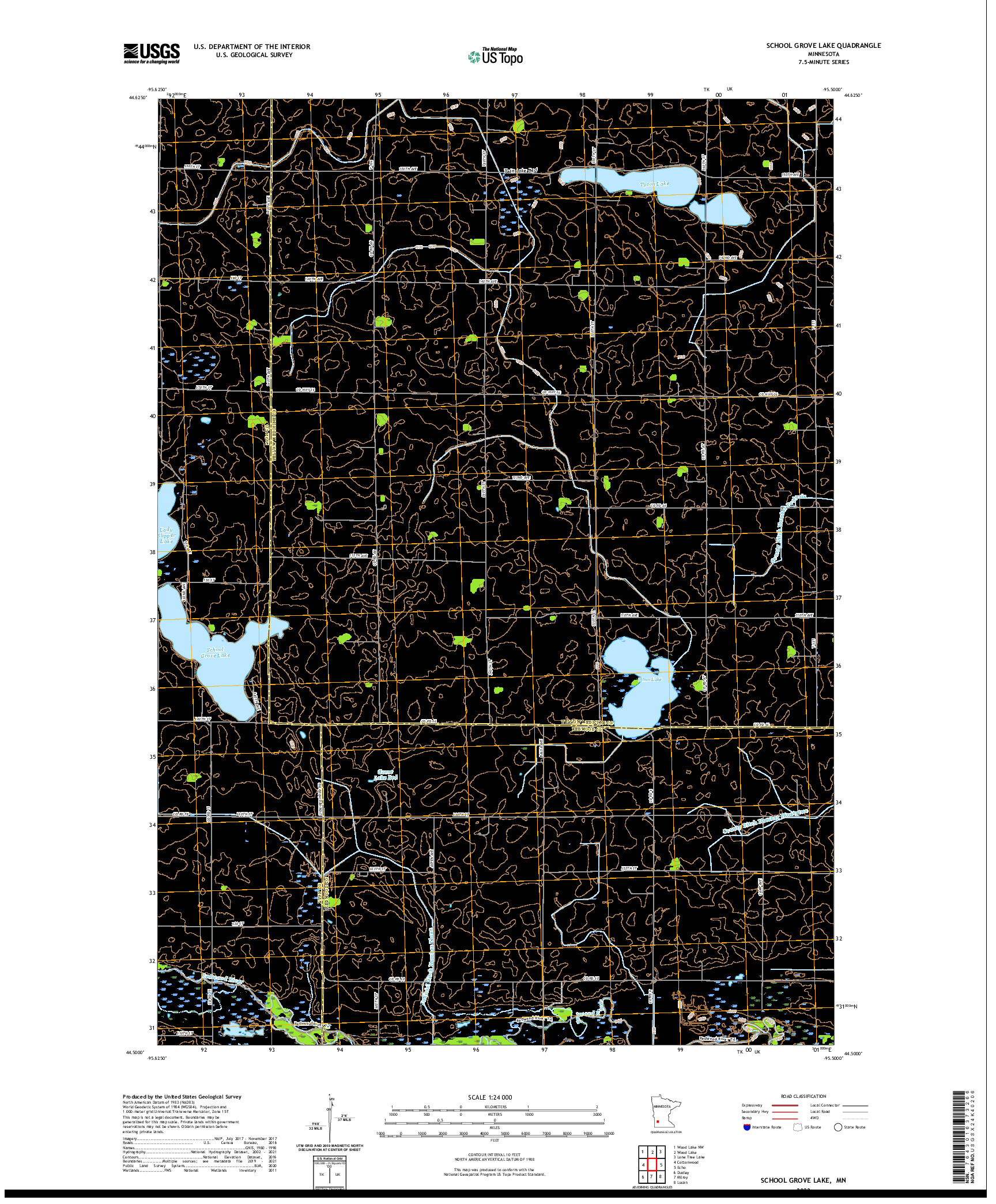 US TOPO 7.5-MINUTE MAP FOR SCHOOL GROVE LAKE, MN