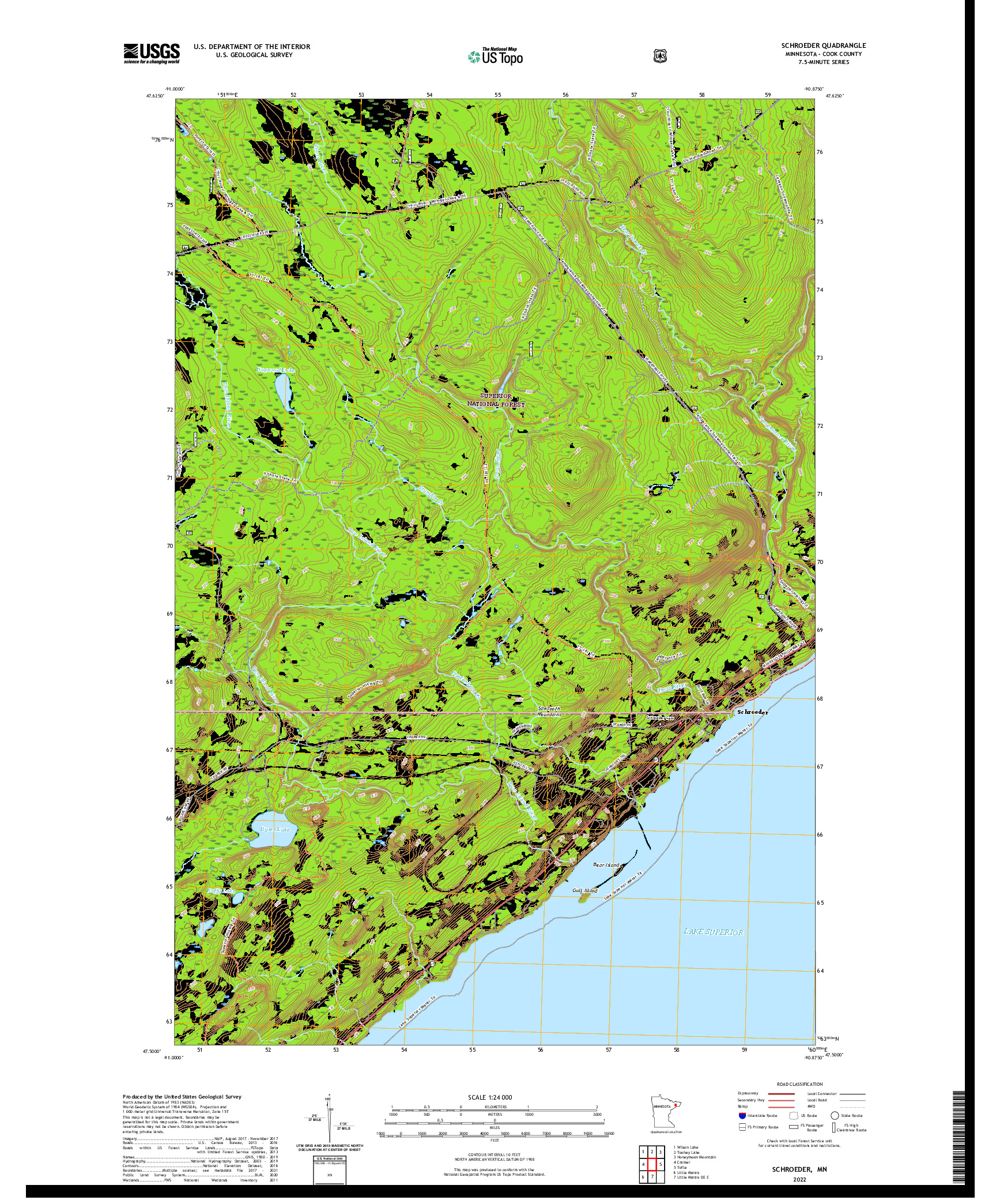 US TOPO 7.5-MINUTE MAP FOR SCHROEDER, MN