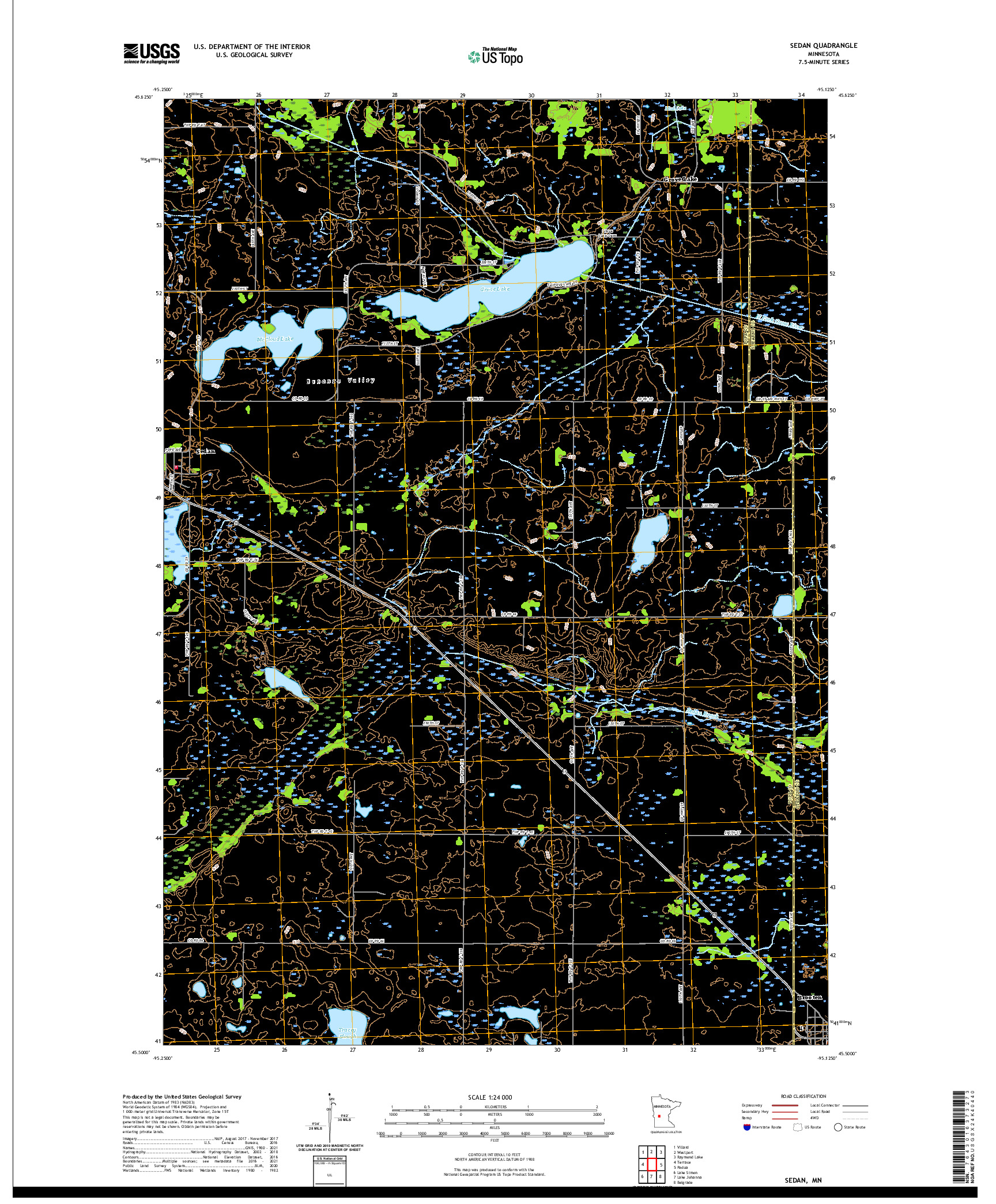 US TOPO 7.5-MINUTE MAP FOR SEDAN, MN