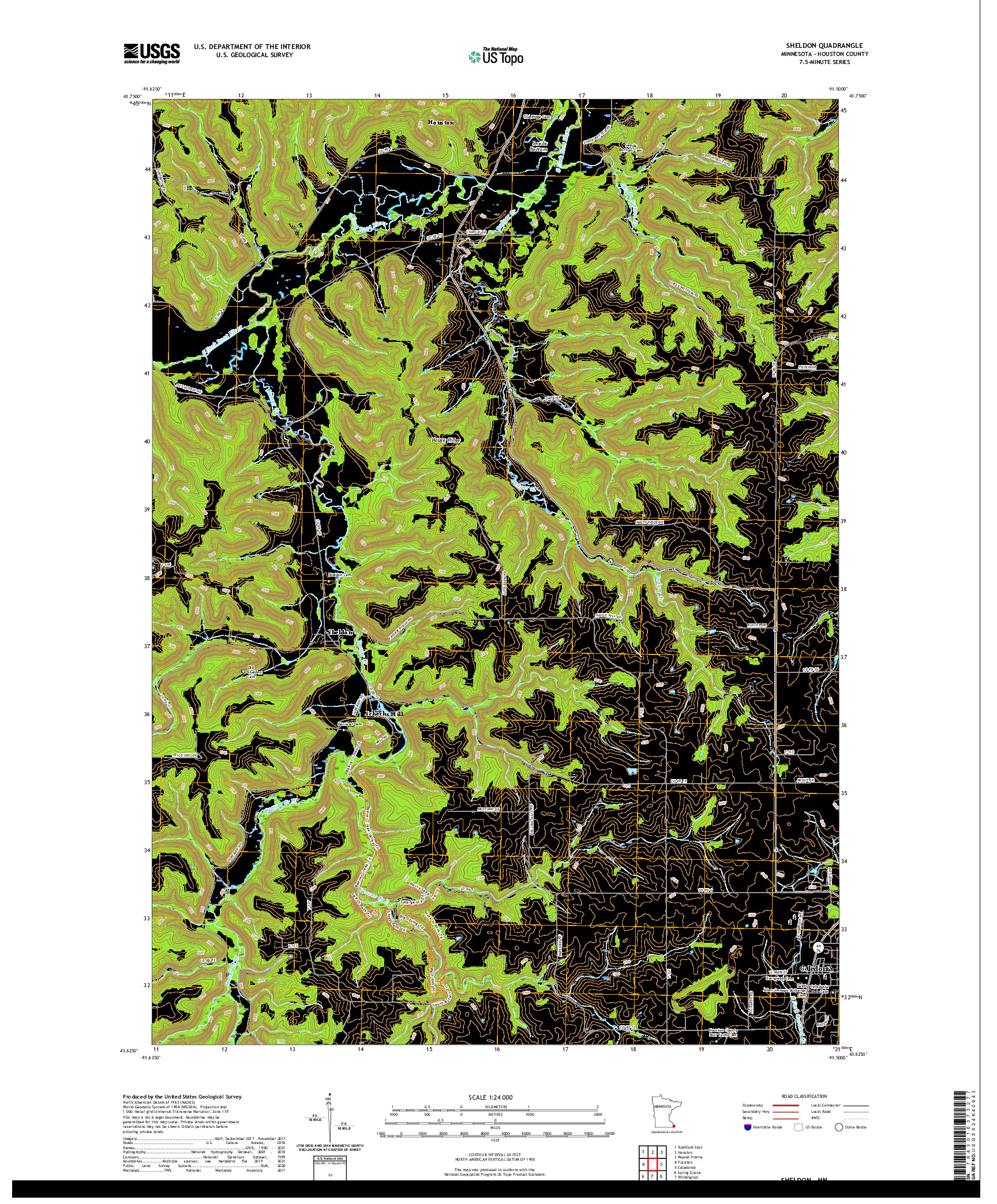 US TOPO 7.5-MINUTE MAP FOR SHELDON, MN