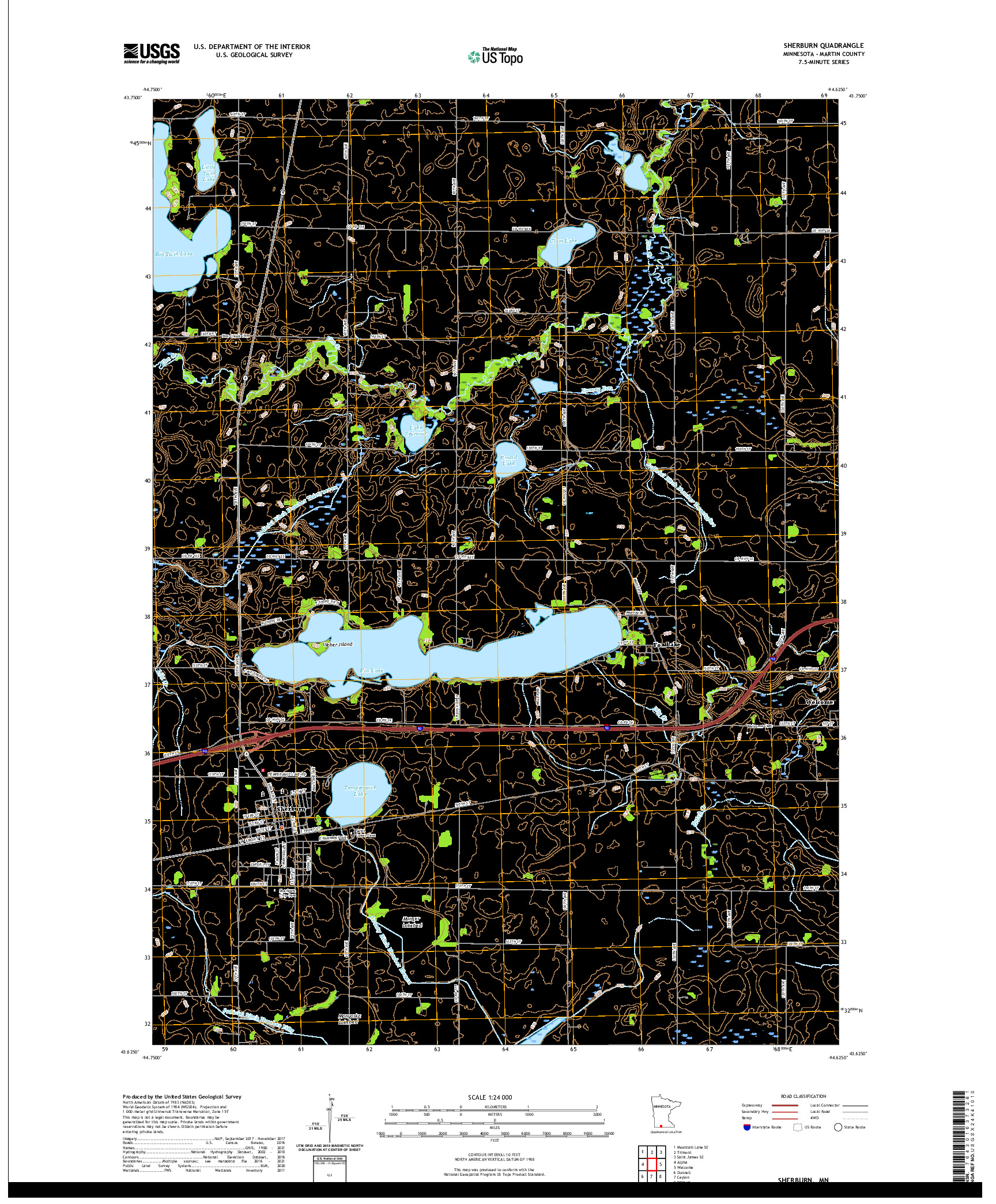 US TOPO 7.5-MINUTE MAP FOR SHERBURN, MN