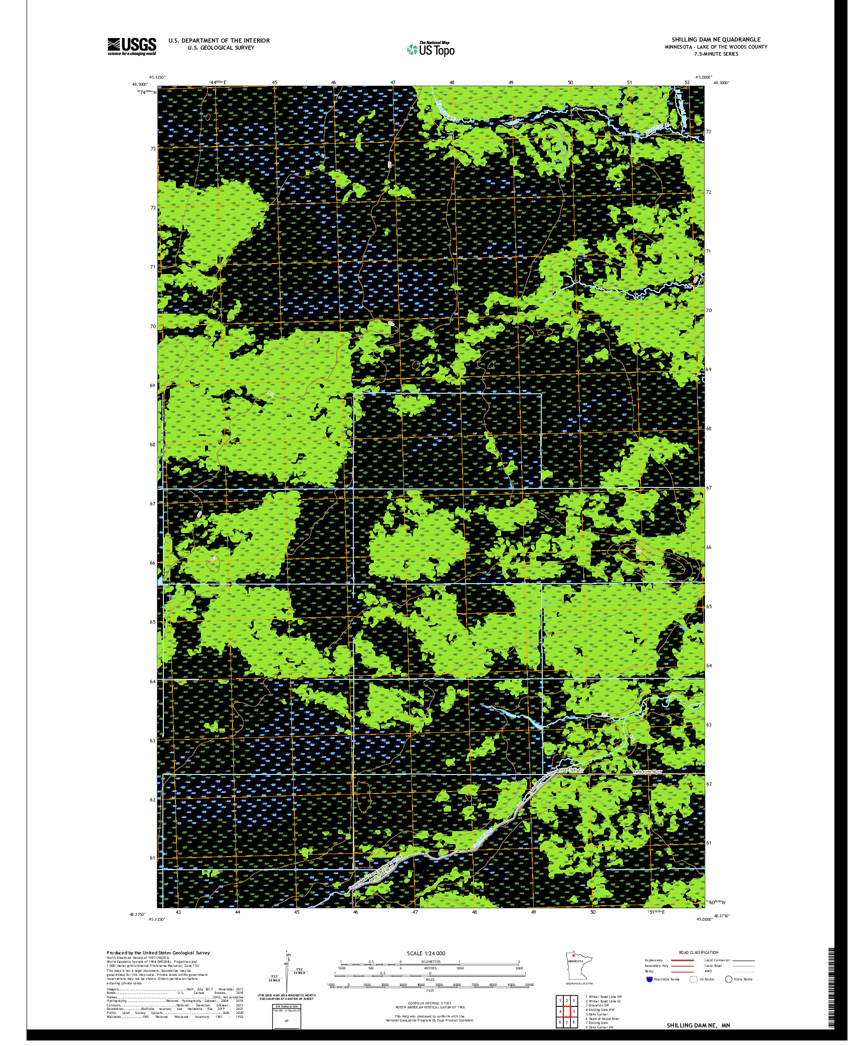 US TOPO 7.5-MINUTE MAP FOR SHILLING DAM NE, MN