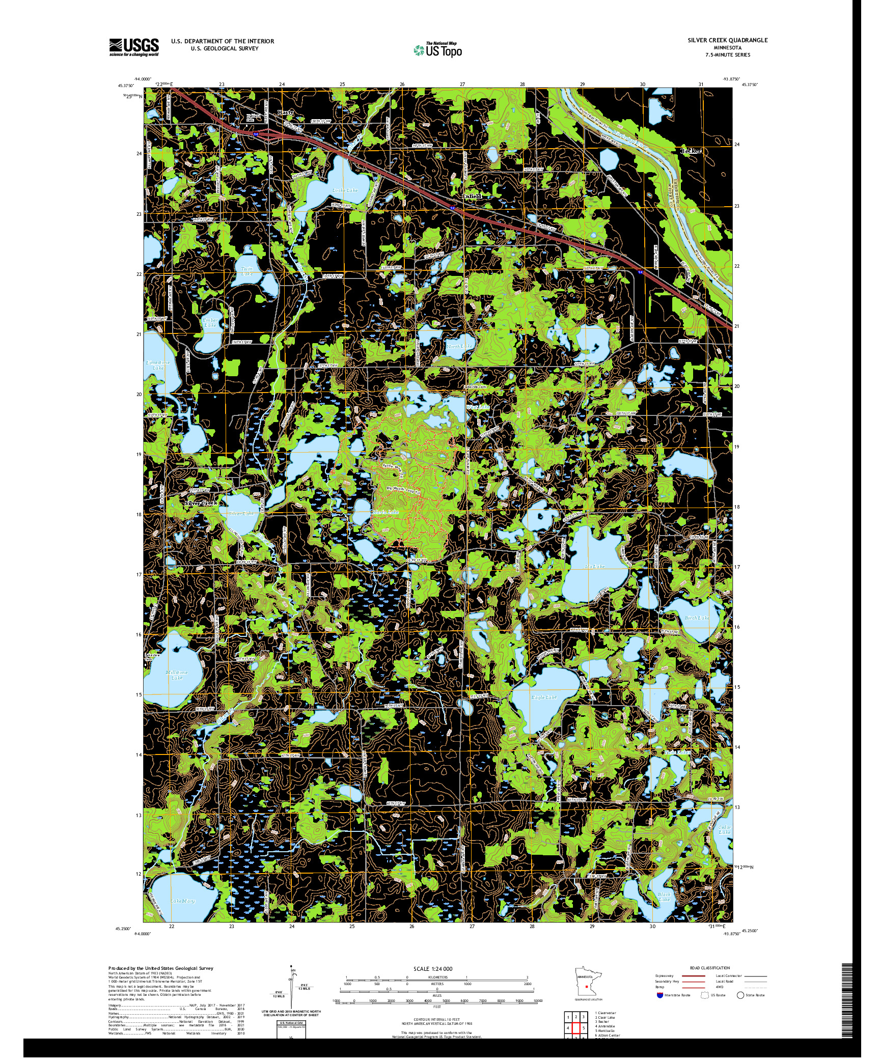 US TOPO 7.5-MINUTE MAP FOR SILVER CREEK, MN