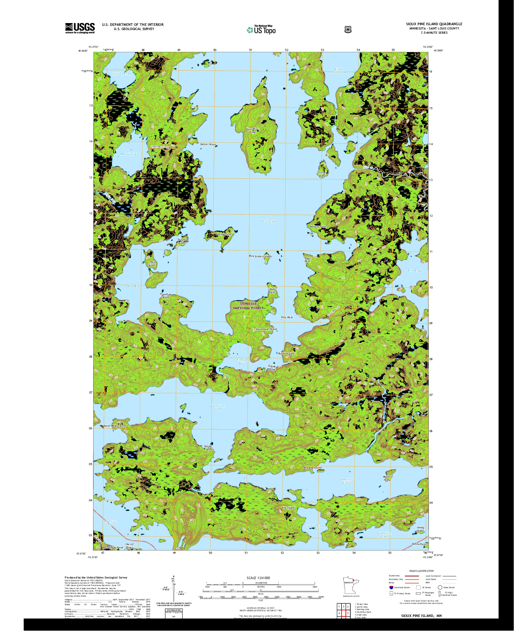 US TOPO 7.5-MINUTE MAP FOR SIOUX PINE ISLAND, MN