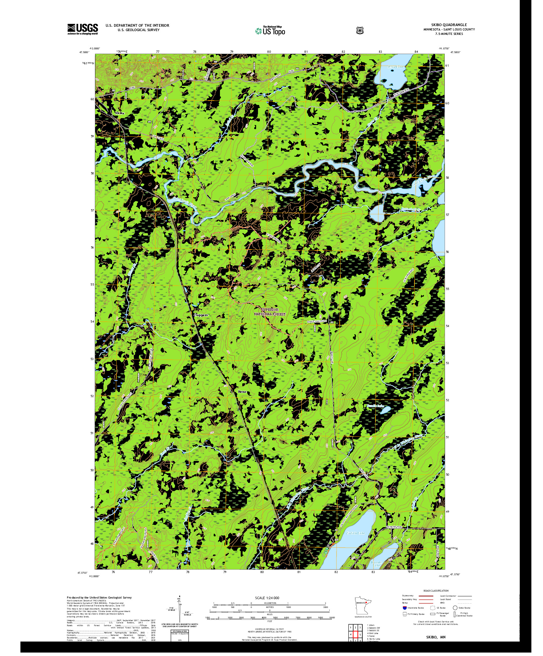 US TOPO 7.5-MINUTE MAP FOR SKIBO, MN