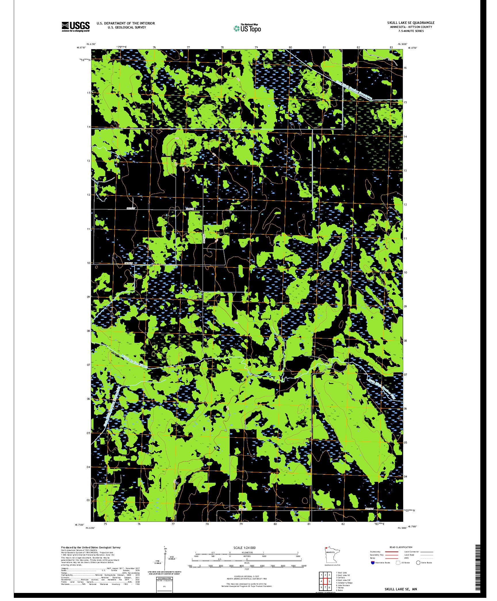 US TOPO 7.5-MINUTE MAP FOR SKULL LAKE SE, MN