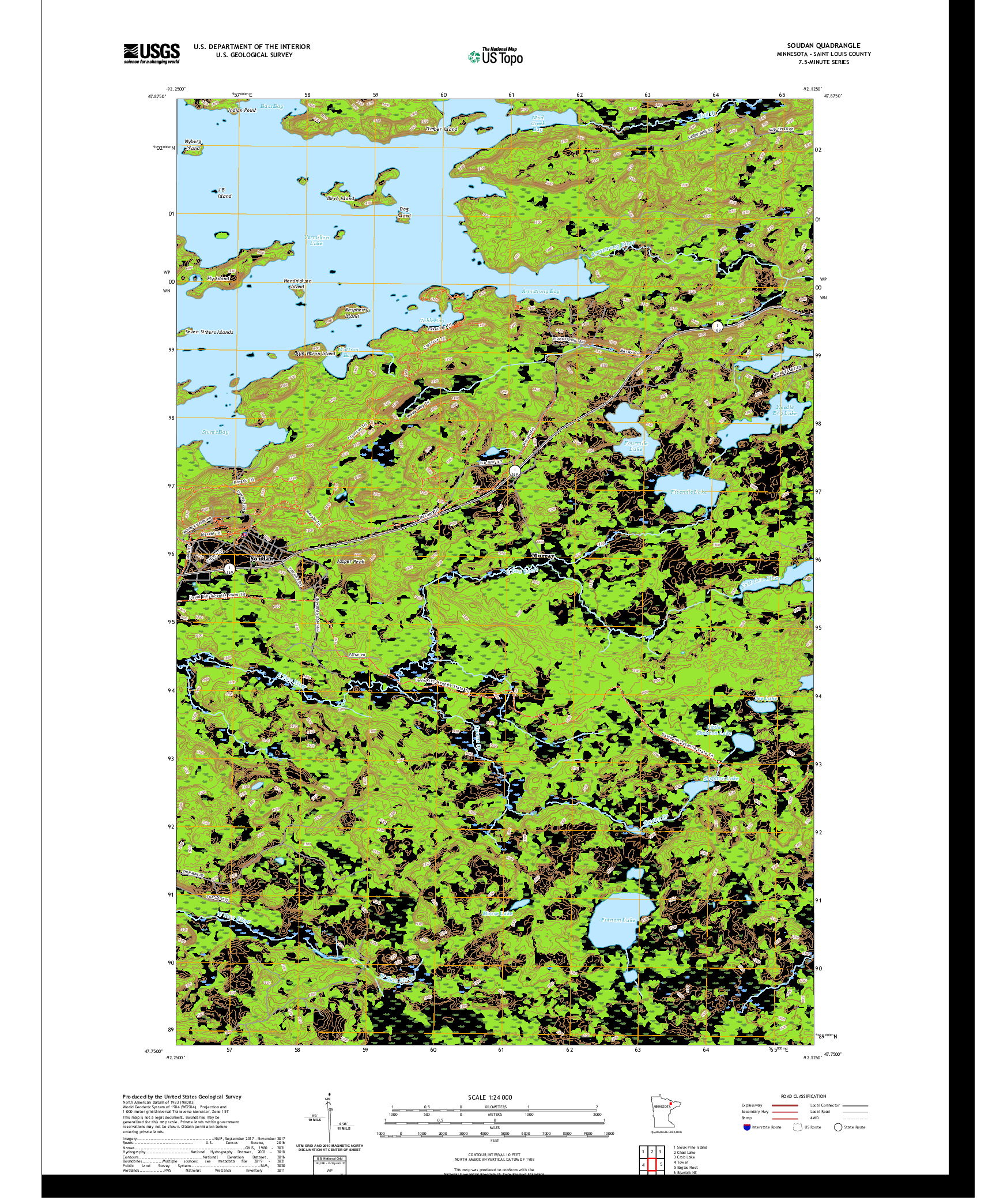 US TOPO 7.5-MINUTE MAP FOR SOUDAN, MN