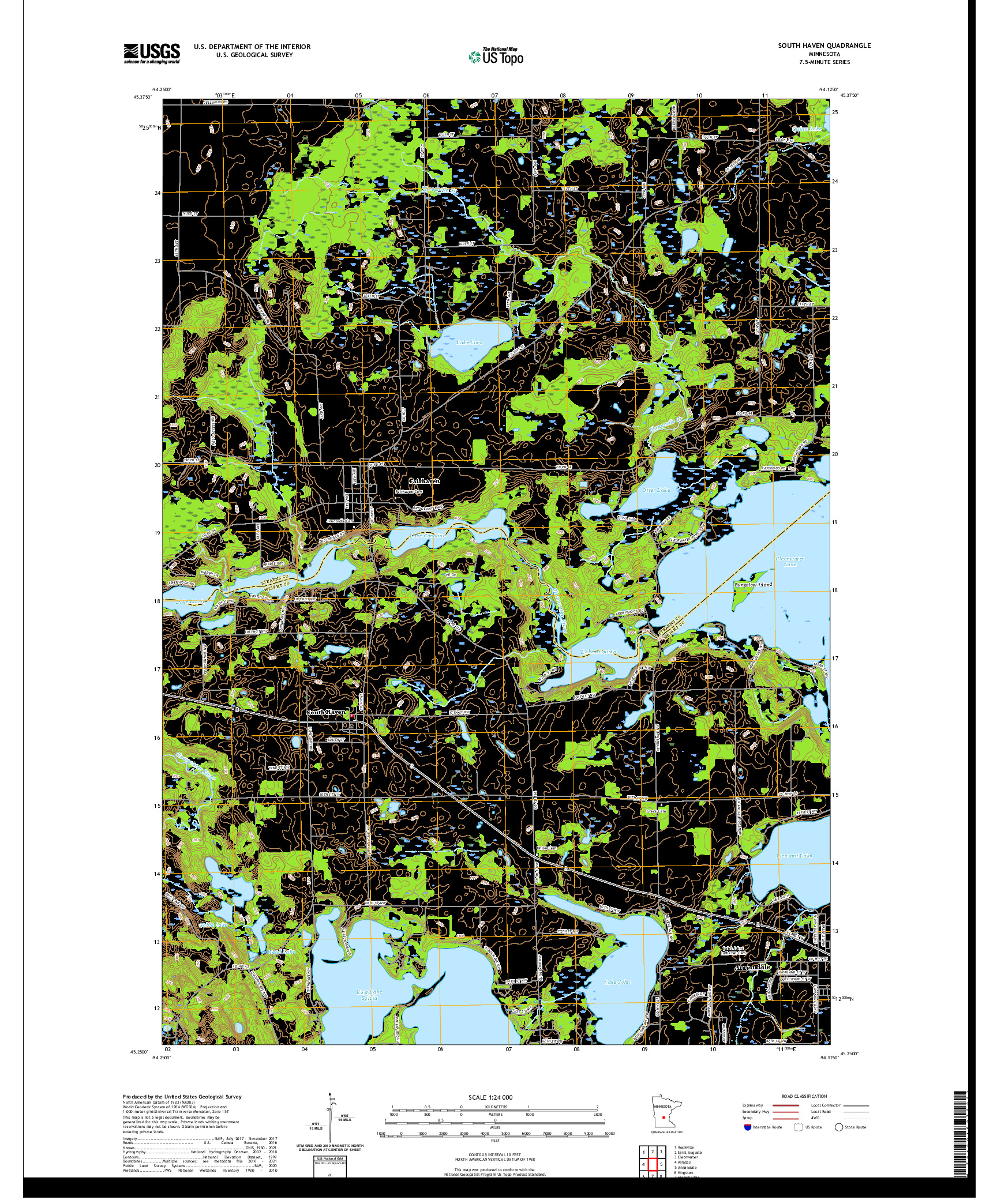 US TOPO 7.5-MINUTE MAP FOR SOUTH HAVEN, MN