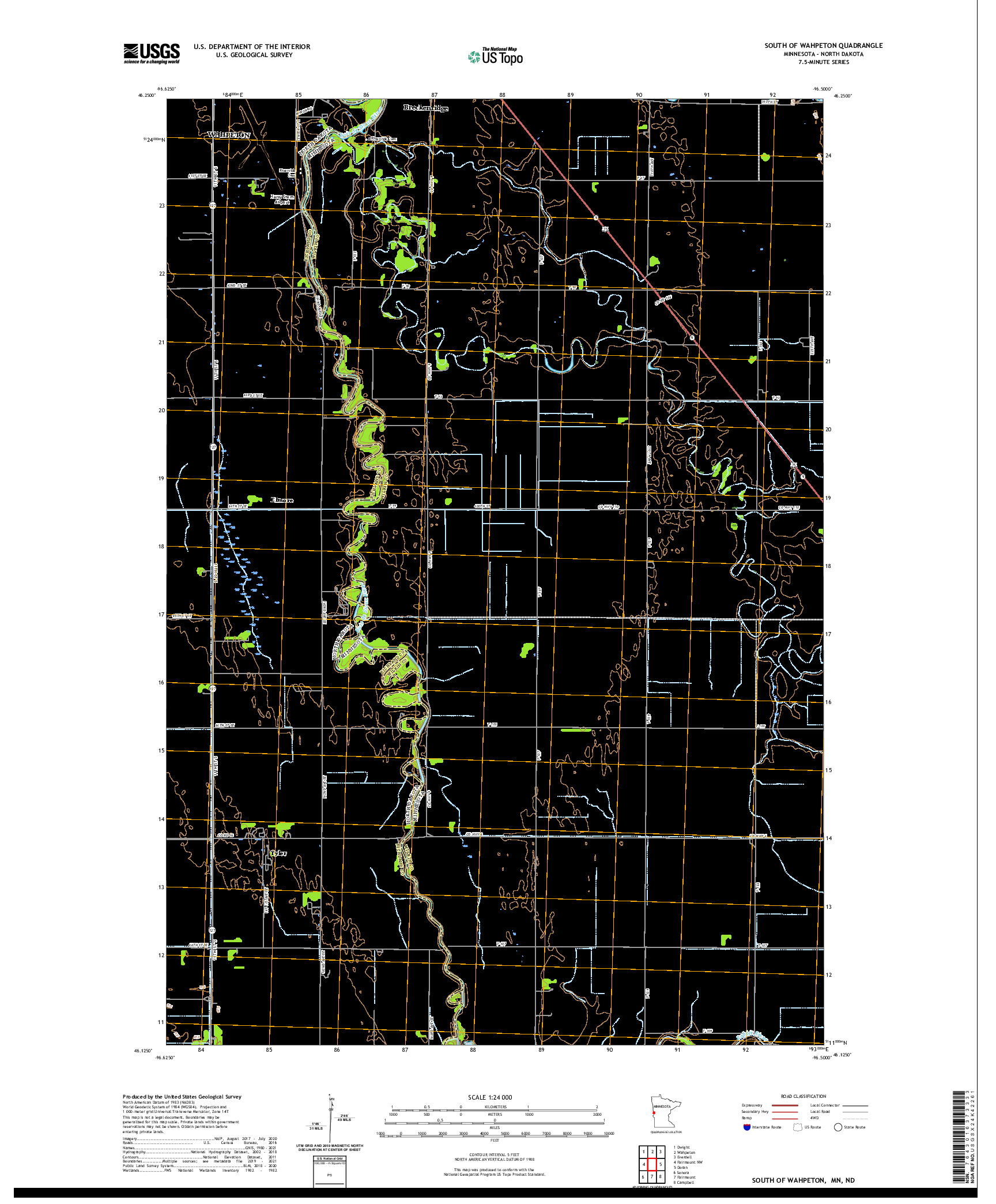 US TOPO 7.5-MINUTE MAP FOR SOUTH OF WAHPETON, MN,ND