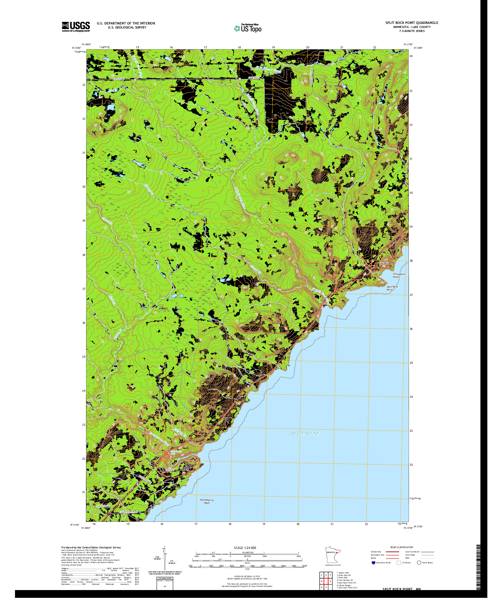 US TOPO 7.5-MINUTE MAP FOR SPLIT ROCK POINT, MN