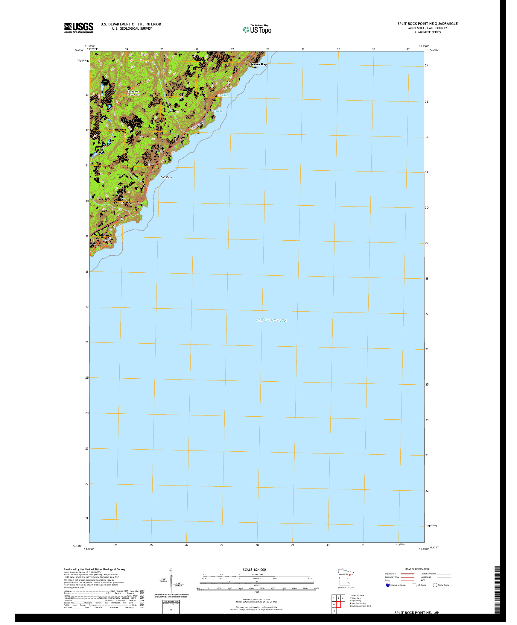 US TOPO 7.5-MINUTE MAP FOR SPLIT ROCK POINT NE, MN