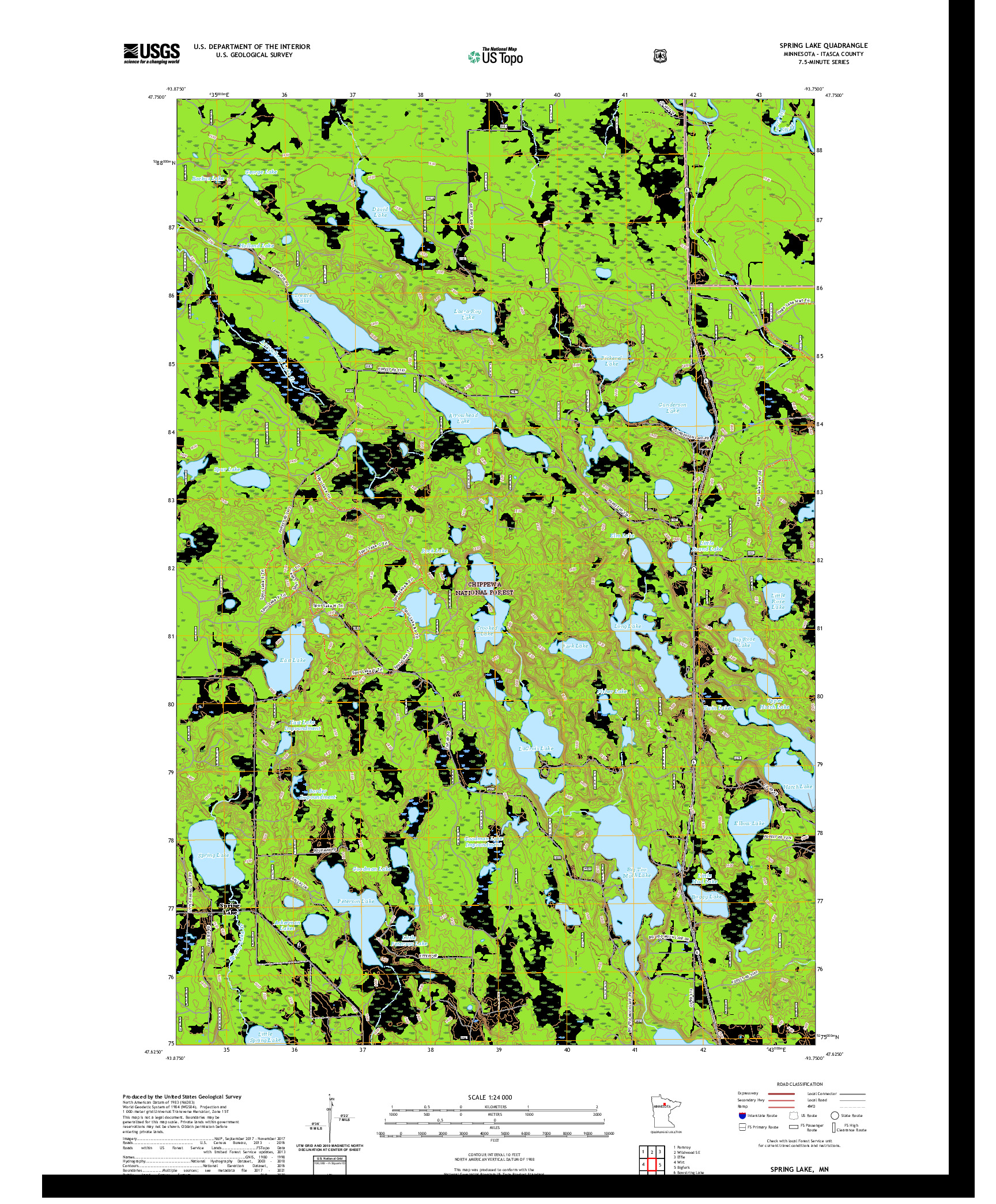 US TOPO 7.5-MINUTE MAP FOR SPRING LAKE, MN