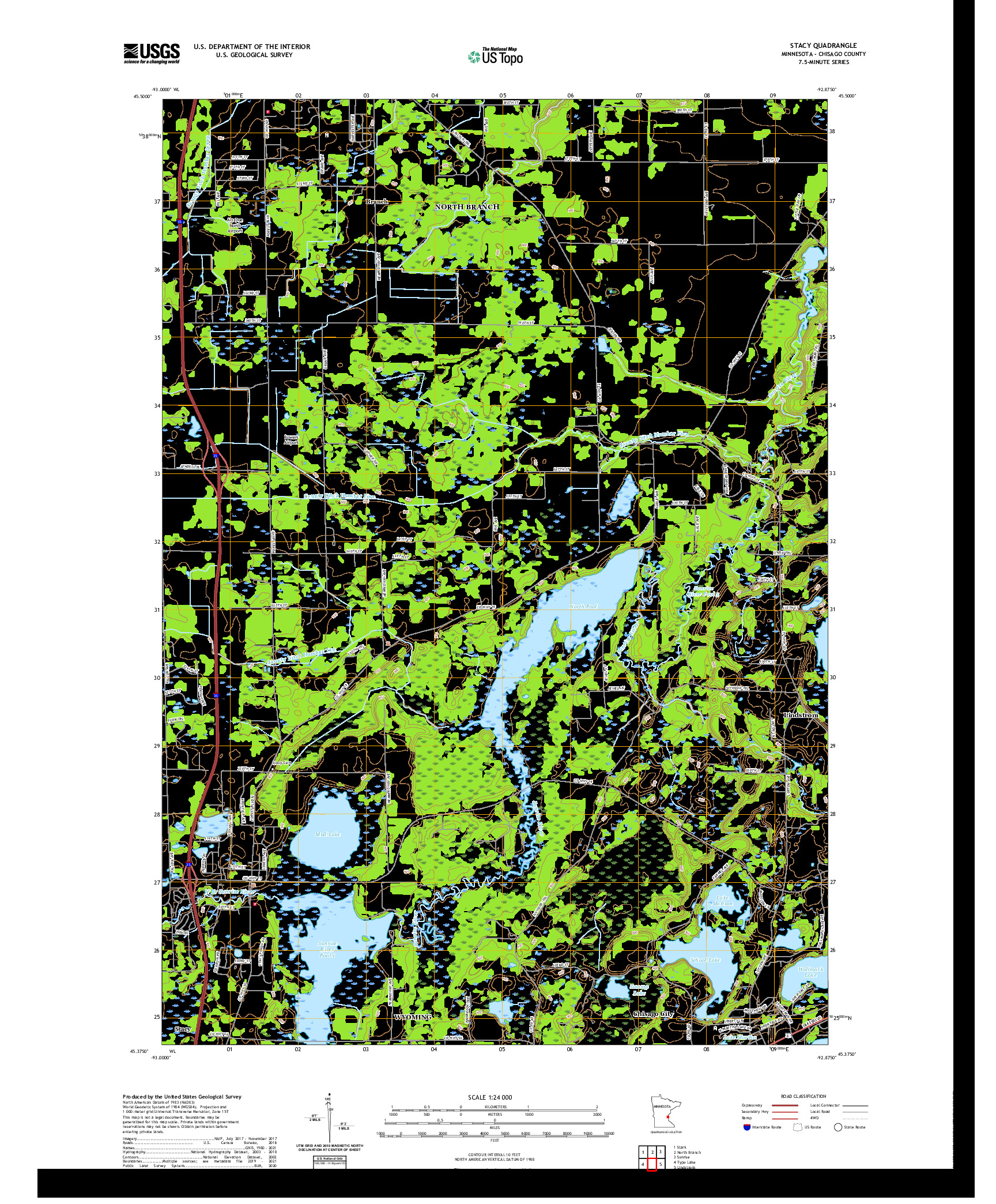 US TOPO 7.5-MINUTE MAP FOR STACY, MN