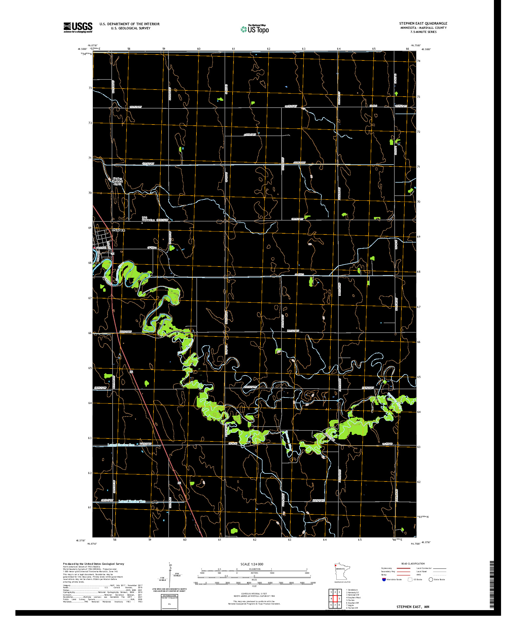 US TOPO 7.5-MINUTE MAP FOR STEPHEN EAST, MN