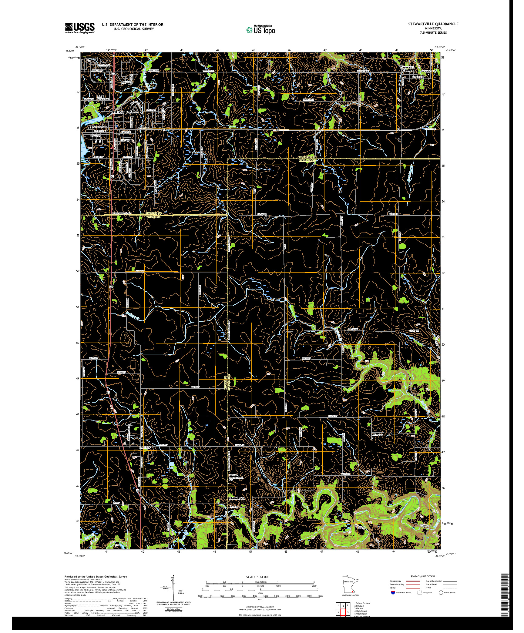 US TOPO 7.5-MINUTE MAP FOR STEWARTVILLE, MN