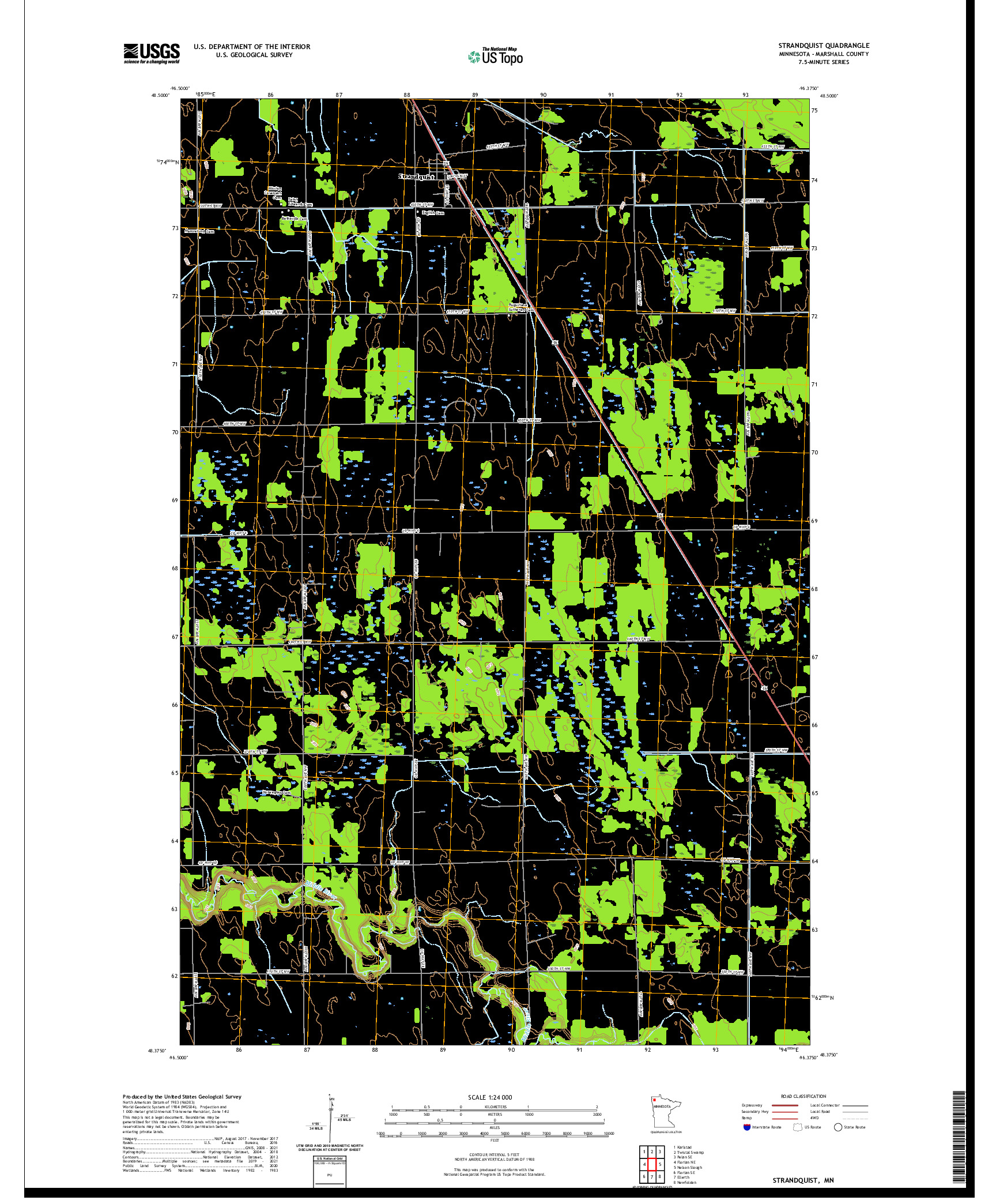 US TOPO 7.5-MINUTE MAP FOR STRANDQUIST, MN