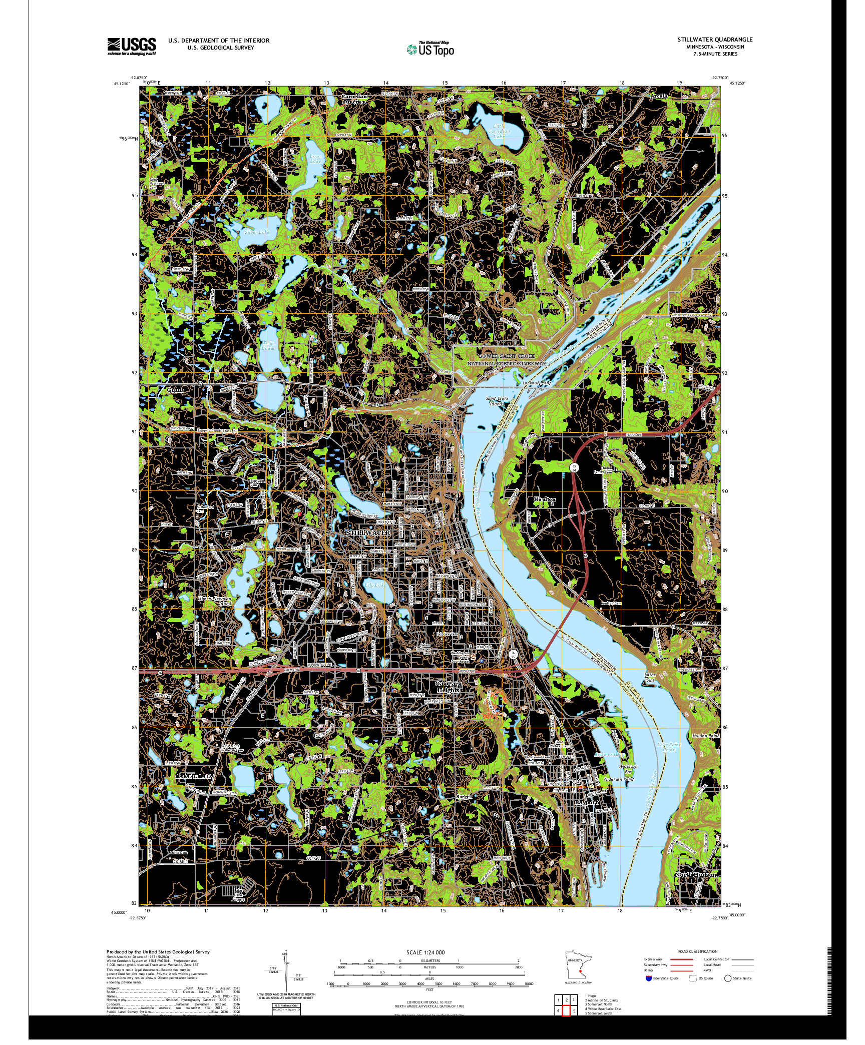 US TOPO 7.5-MINUTE MAP FOR STILLWATER, MN,WI