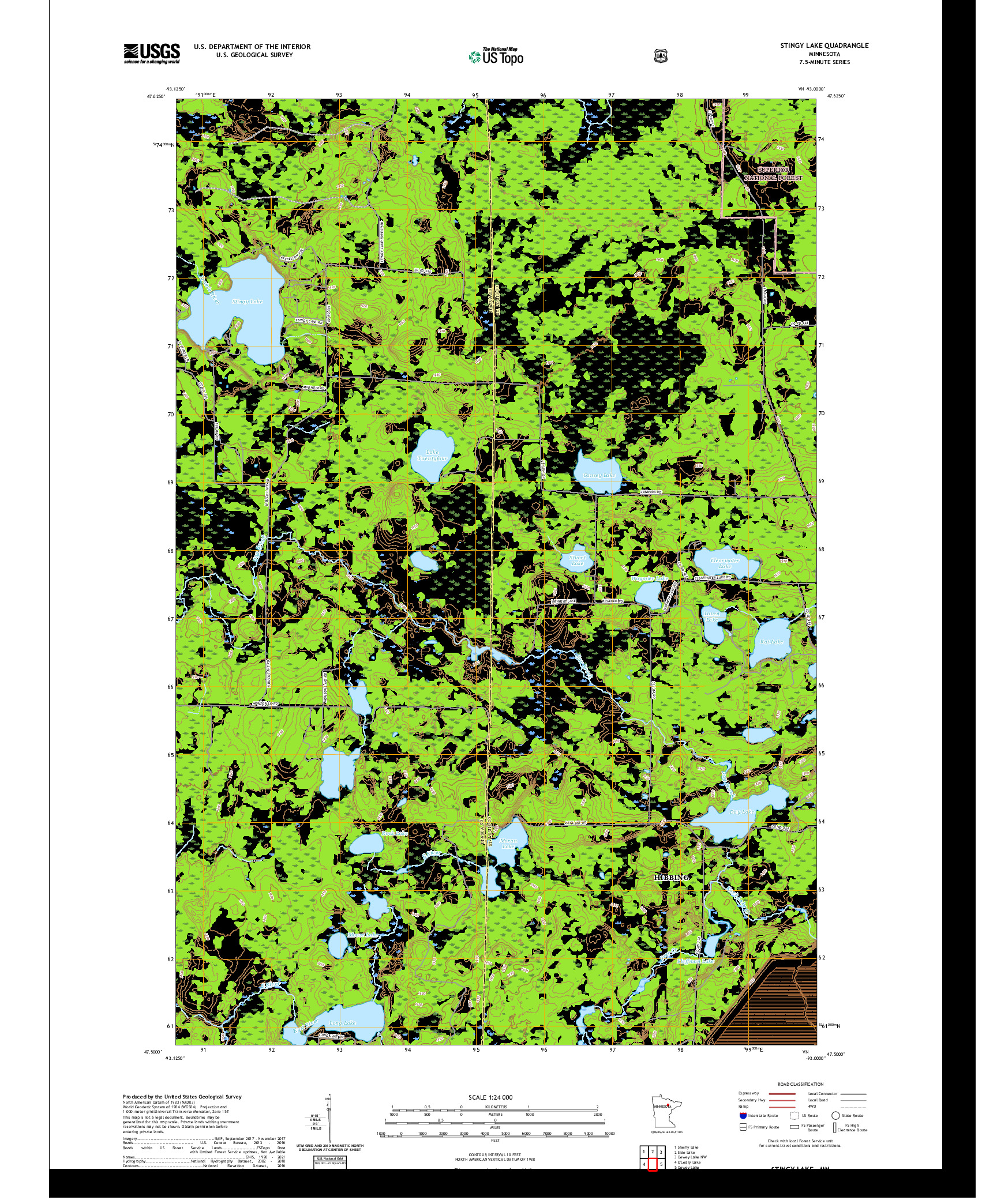 US TOPO 7.5-MINUTE MAP FOR STINGY LAKE, MN