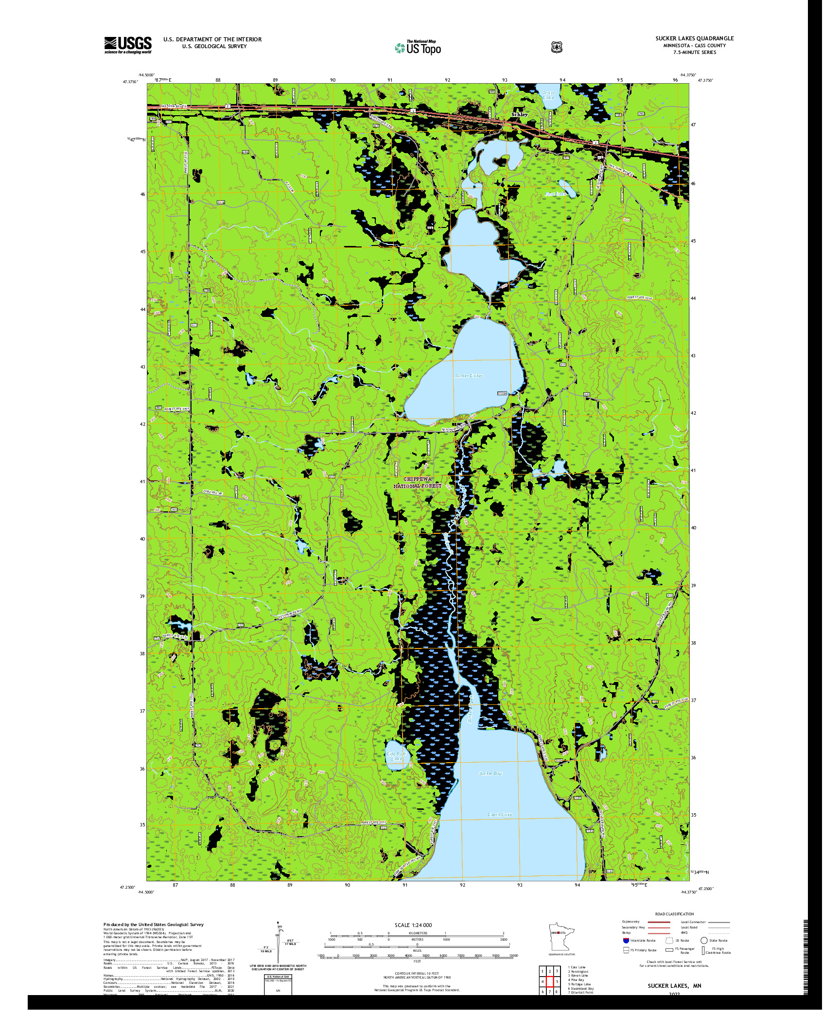US TOPO 7.5-MINUTE MAP FOR SUCKER LAKES, MN