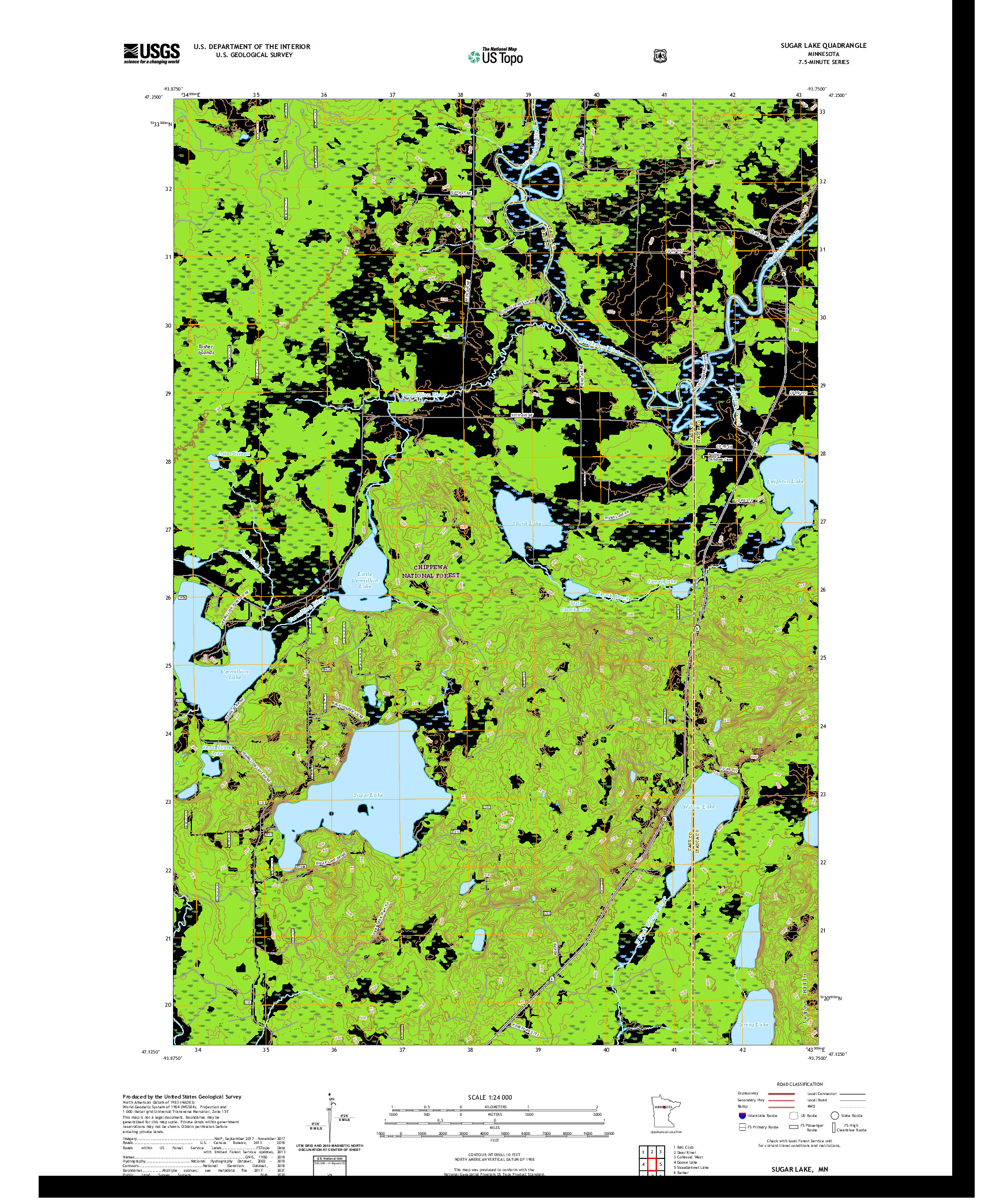 US TOPO 7.5-MINUTE MAP FOR SUGAR LAKE, MN