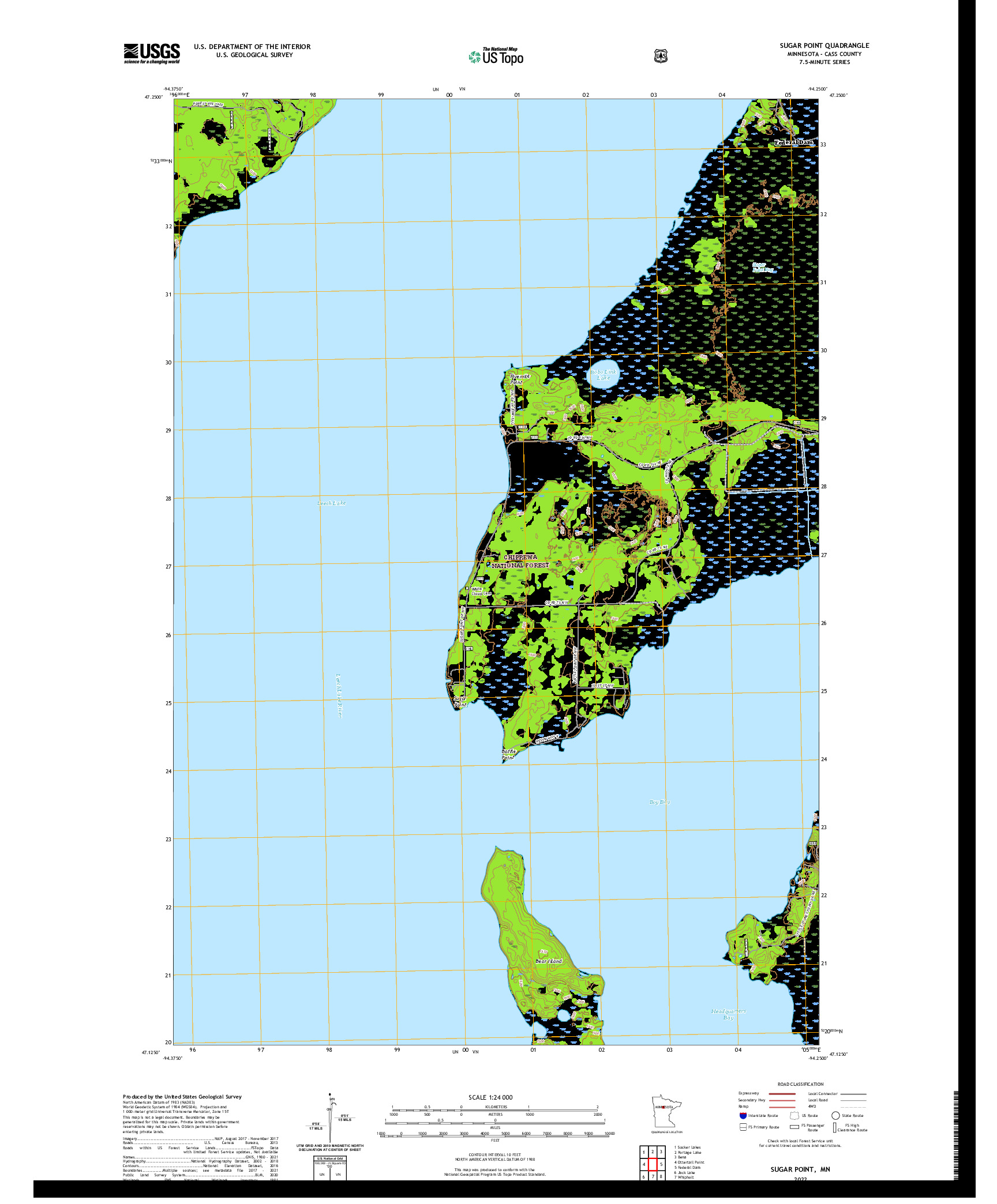 US TOPO 7.5-MINUTE MAP FOR SUGAR POINT, MN