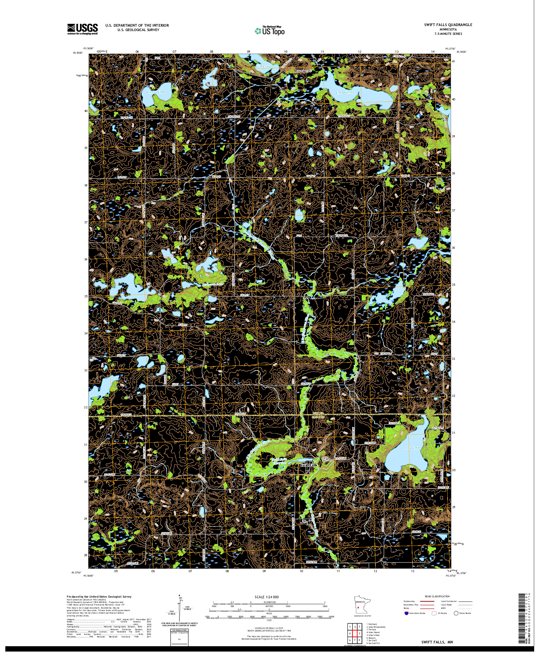 US TOPO 7.5-MINUTE MAP FOR SWIFT FALLS, MN