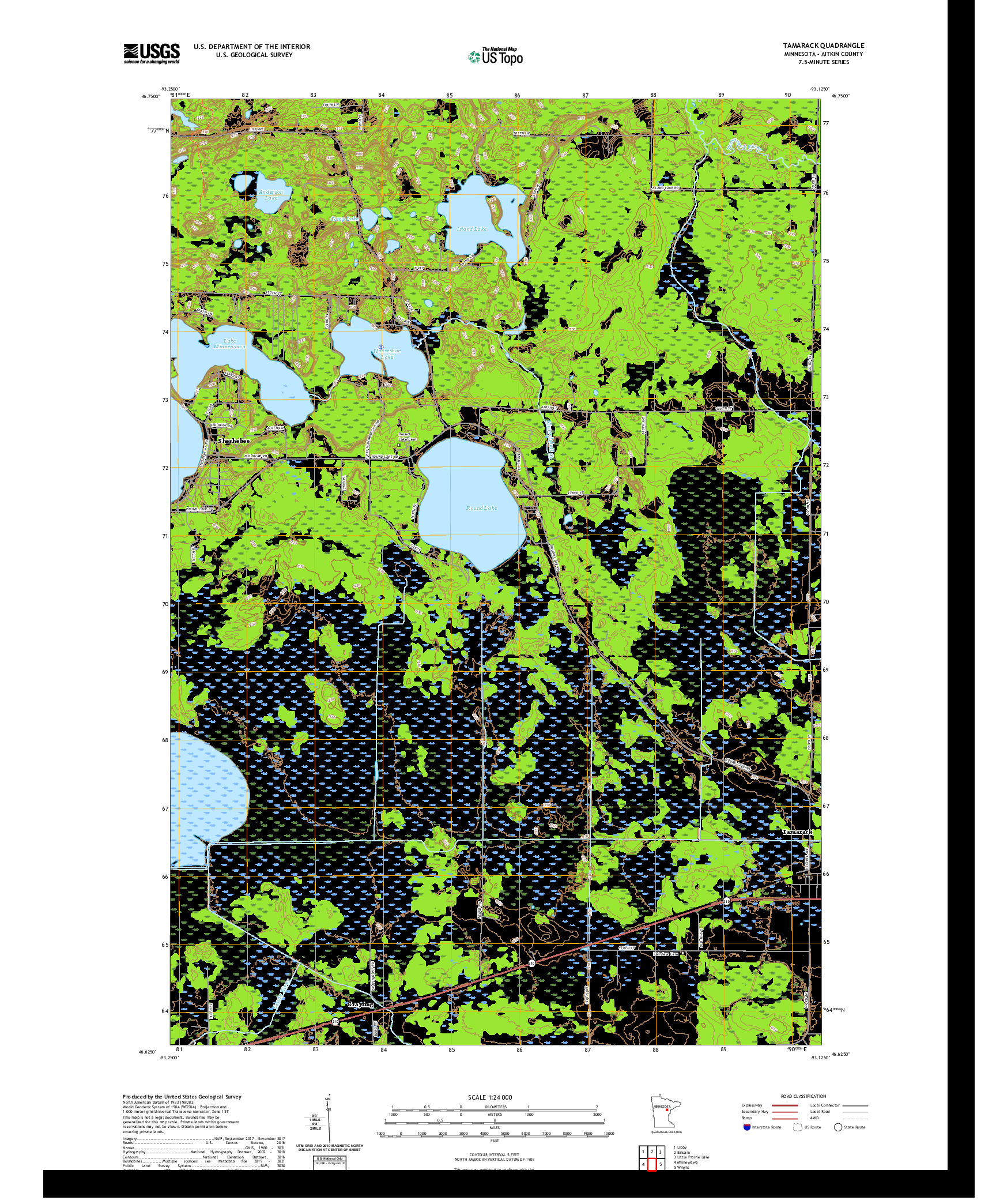 US TOPO 7.5-MINUTE MAP FOR TAMARACK, MN