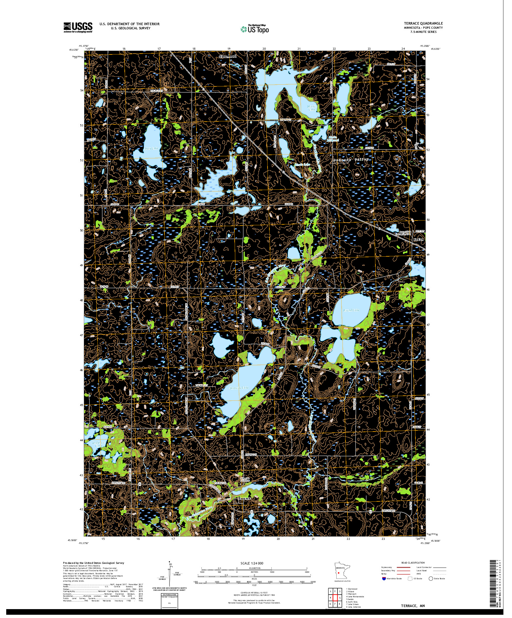 US TOPO 7.5-MINUTE MAP FOR TERRACE, MN