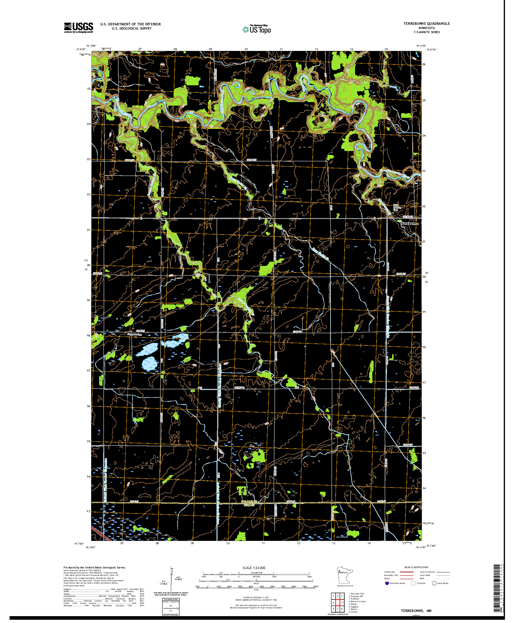 US TOPO 7.5-MINUTE MAP FOR TERREBONNE, MN