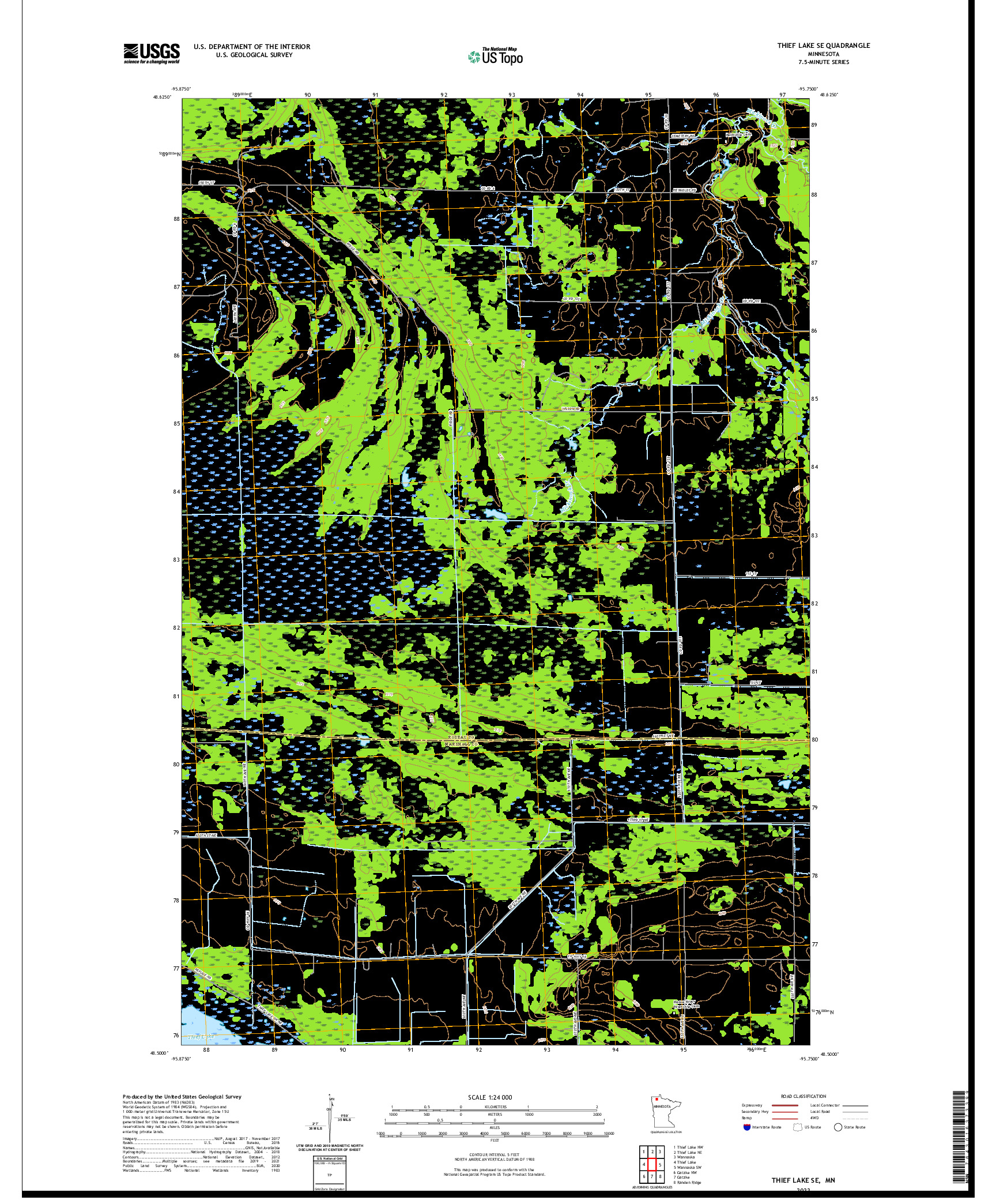 US TOPO 7.5-MINUTE MAP FOR THIEF LAKE SE, MN