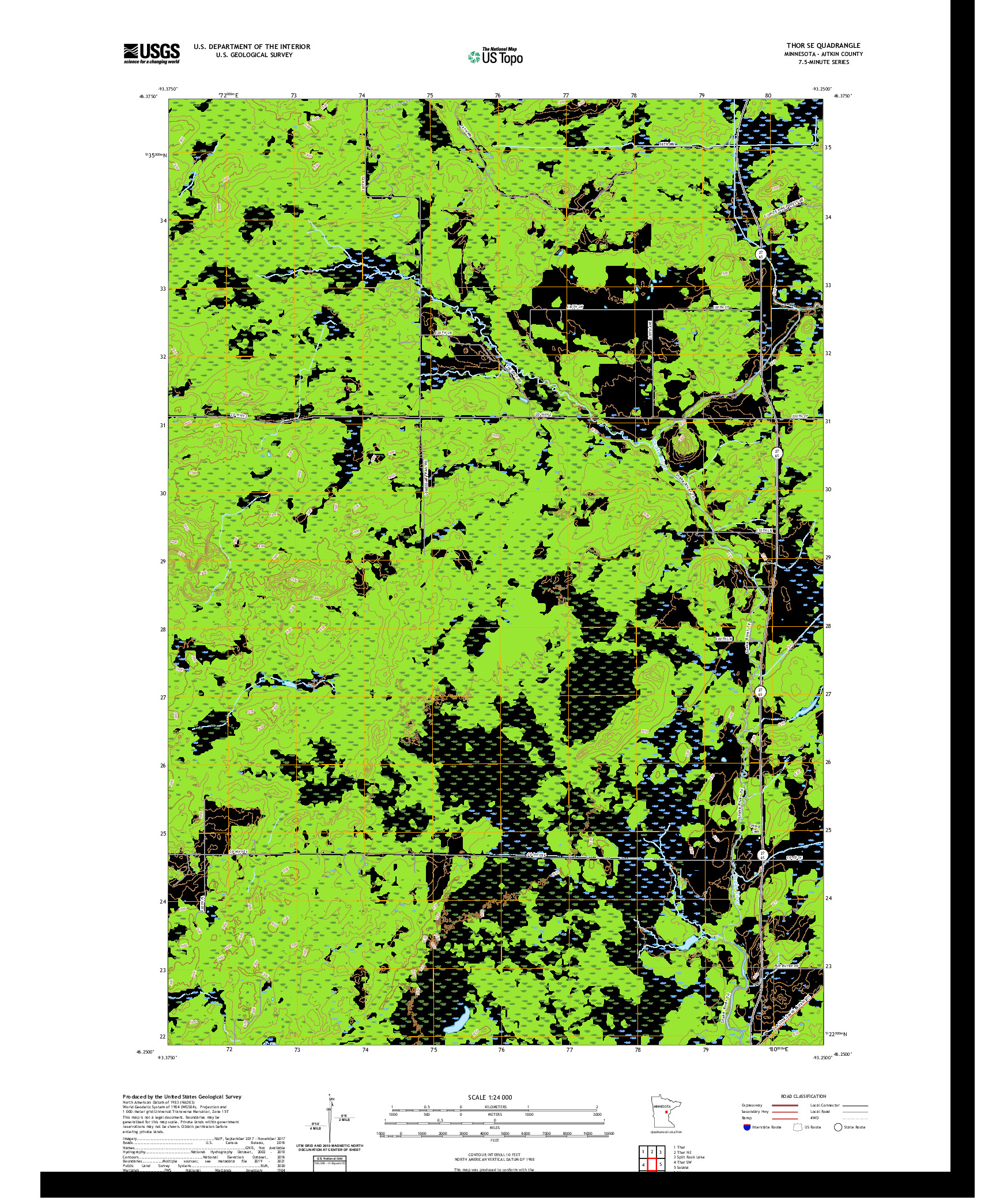 US TOPO 7.5-MINUTE MAP FOR THOR SE, MN