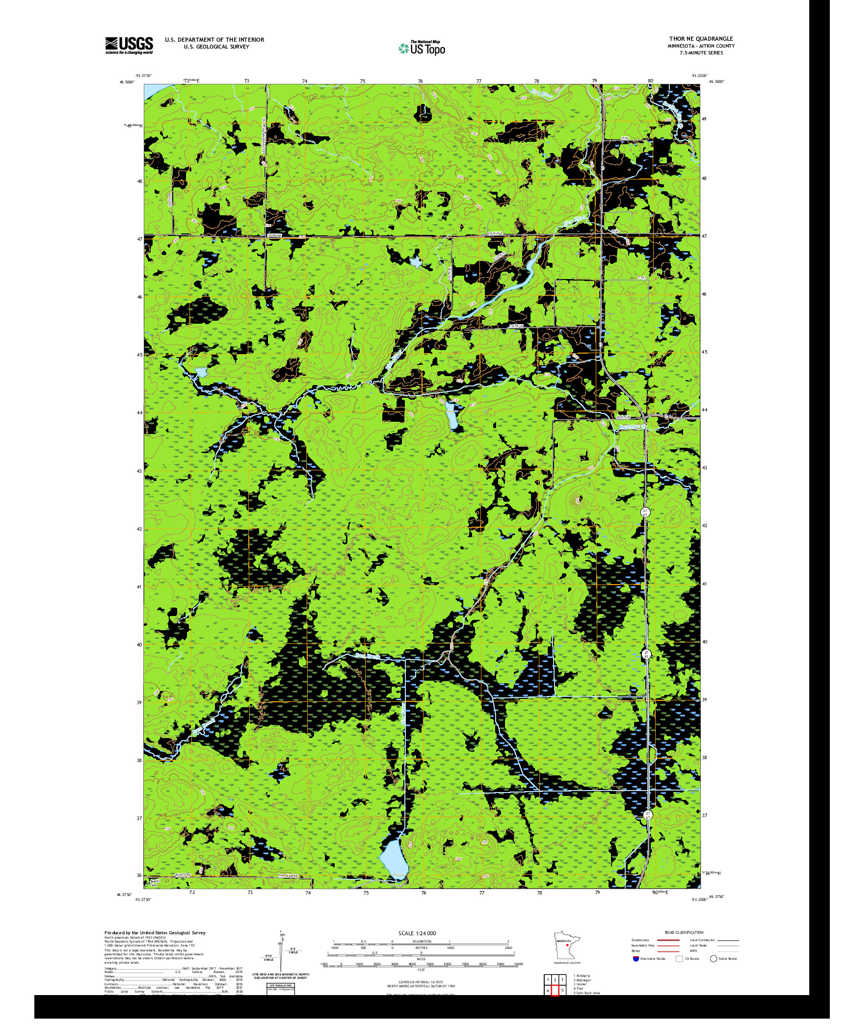 US TOPO 7.5-MINUTE MAP FOR THOR NE, MN