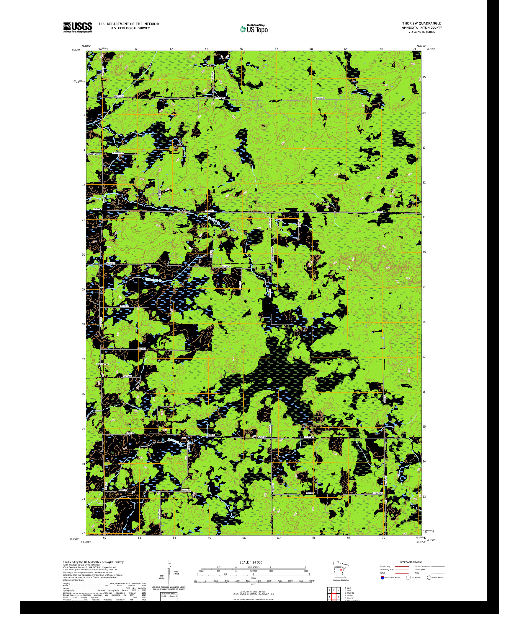 US TOPO 7.5-MINUTE MAP FOR THOR SW, MN