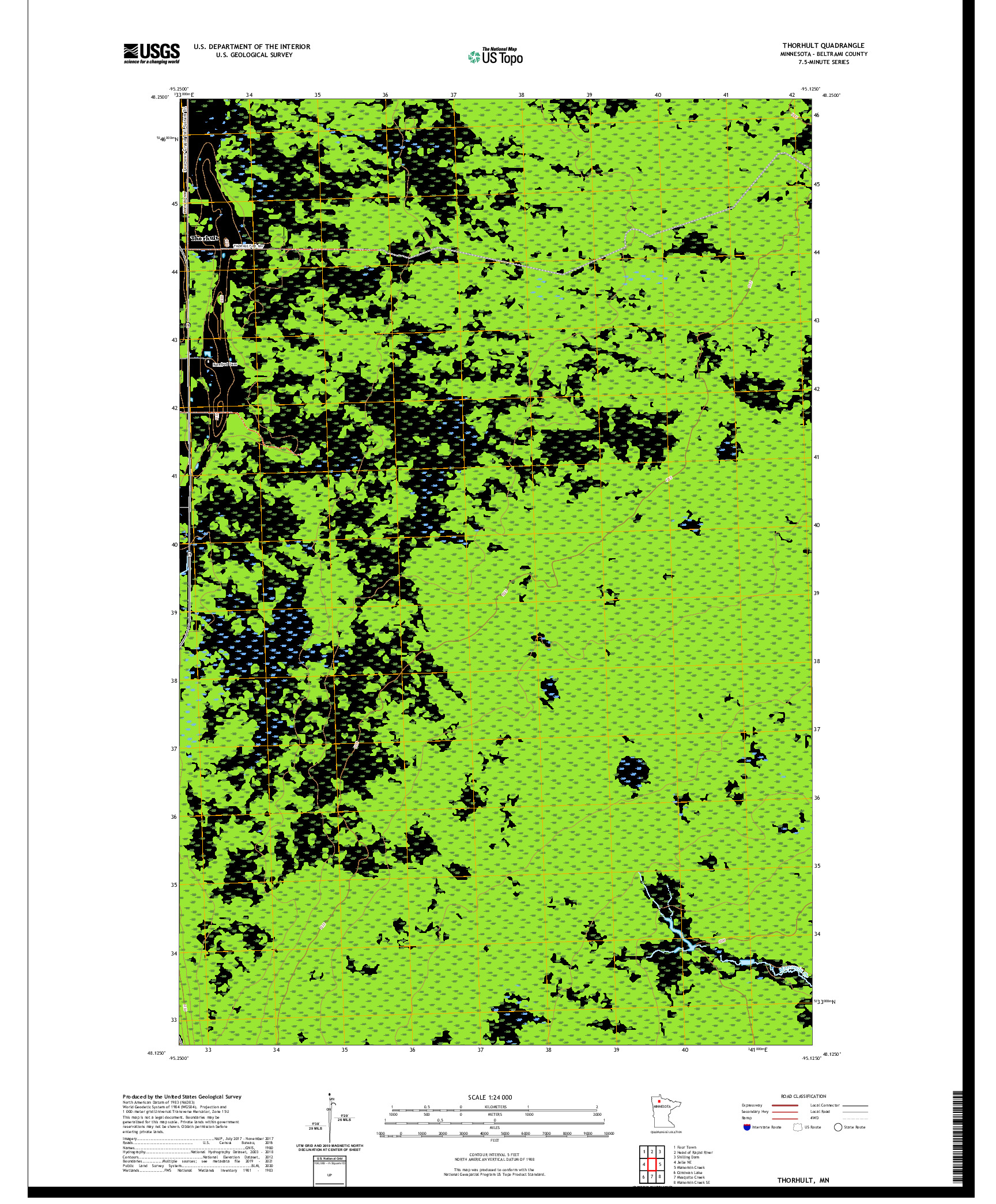 US TOPO 7.5-MINUTE MAP FOR THORHULT, MN