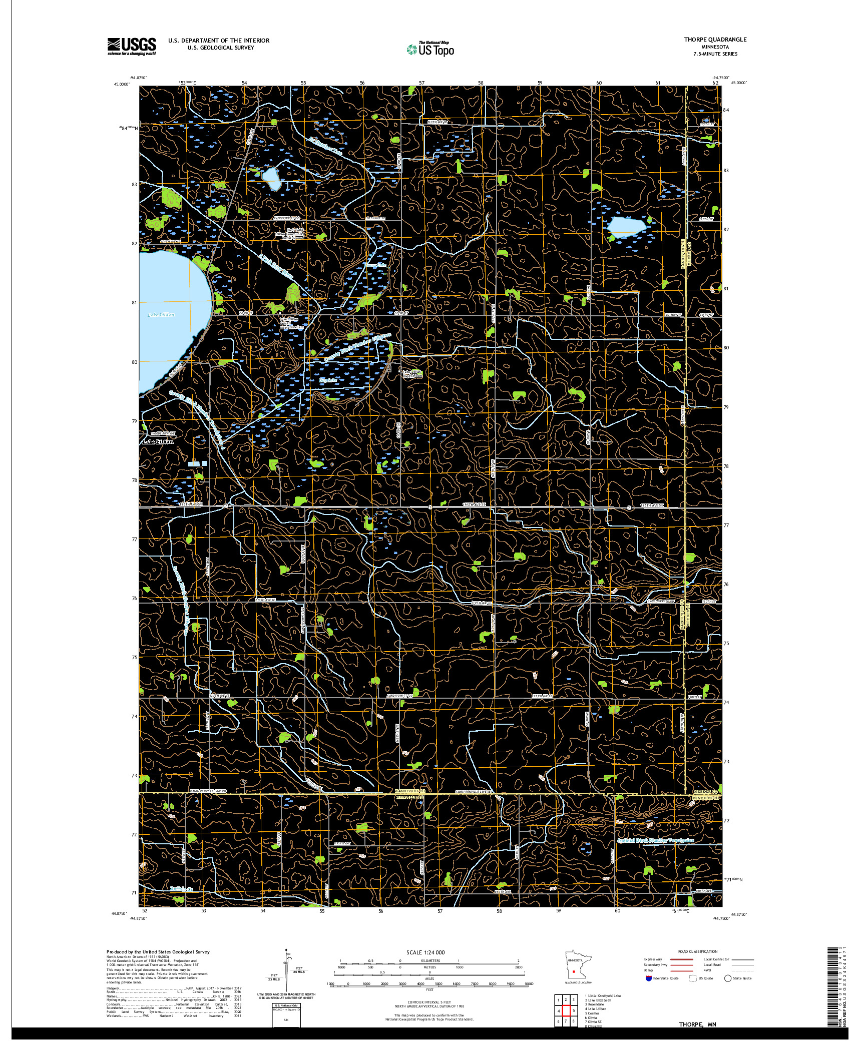 US TOPO 7.5-MINUTE MAP FOR THORPE, MN