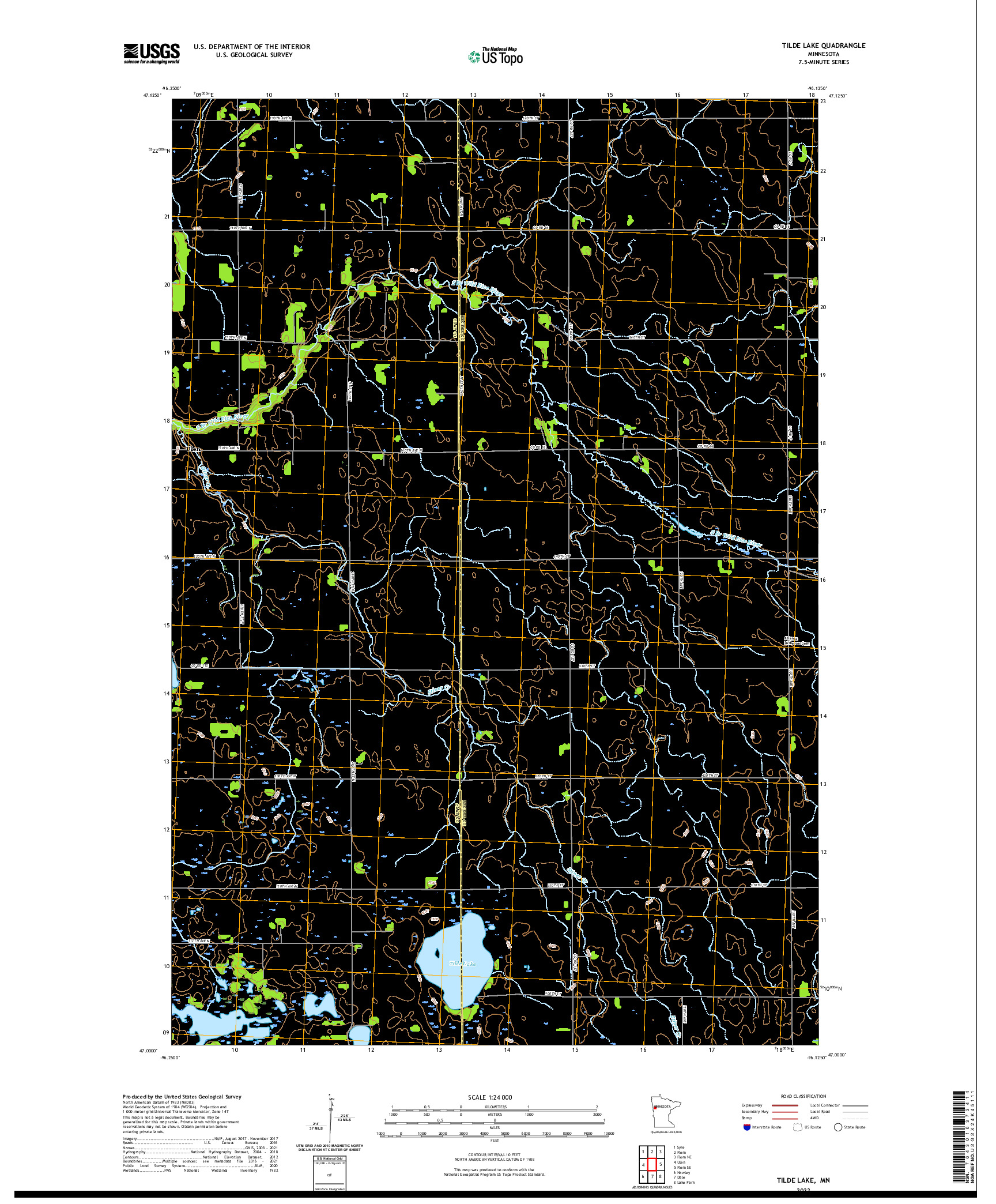 US TOPO 7.5-MINUTE MAP FOR TILDE LAKE, MN