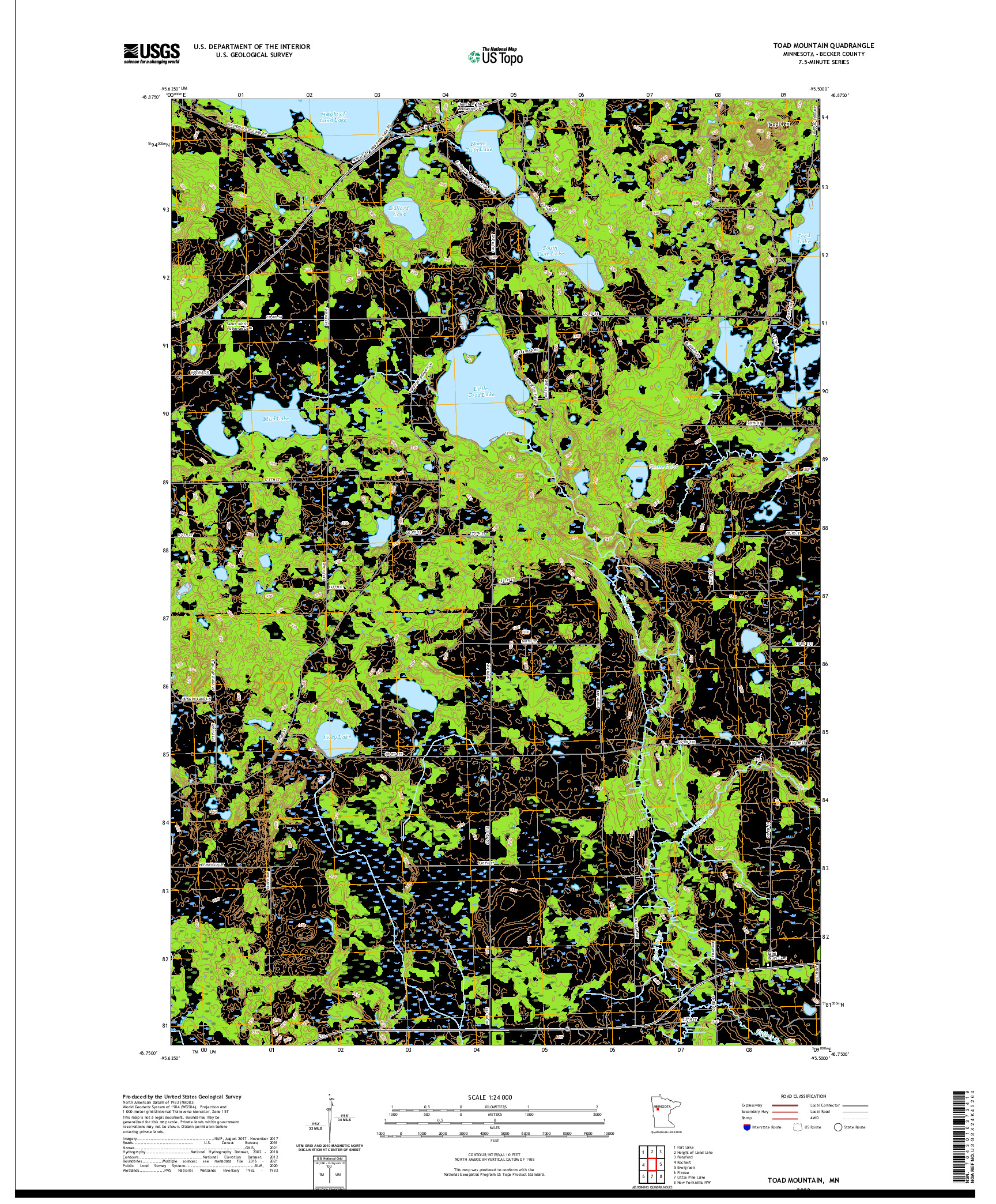 US TOPO 7.5-MINUTE MAP FOR TOAD MOUNTAIN, MN