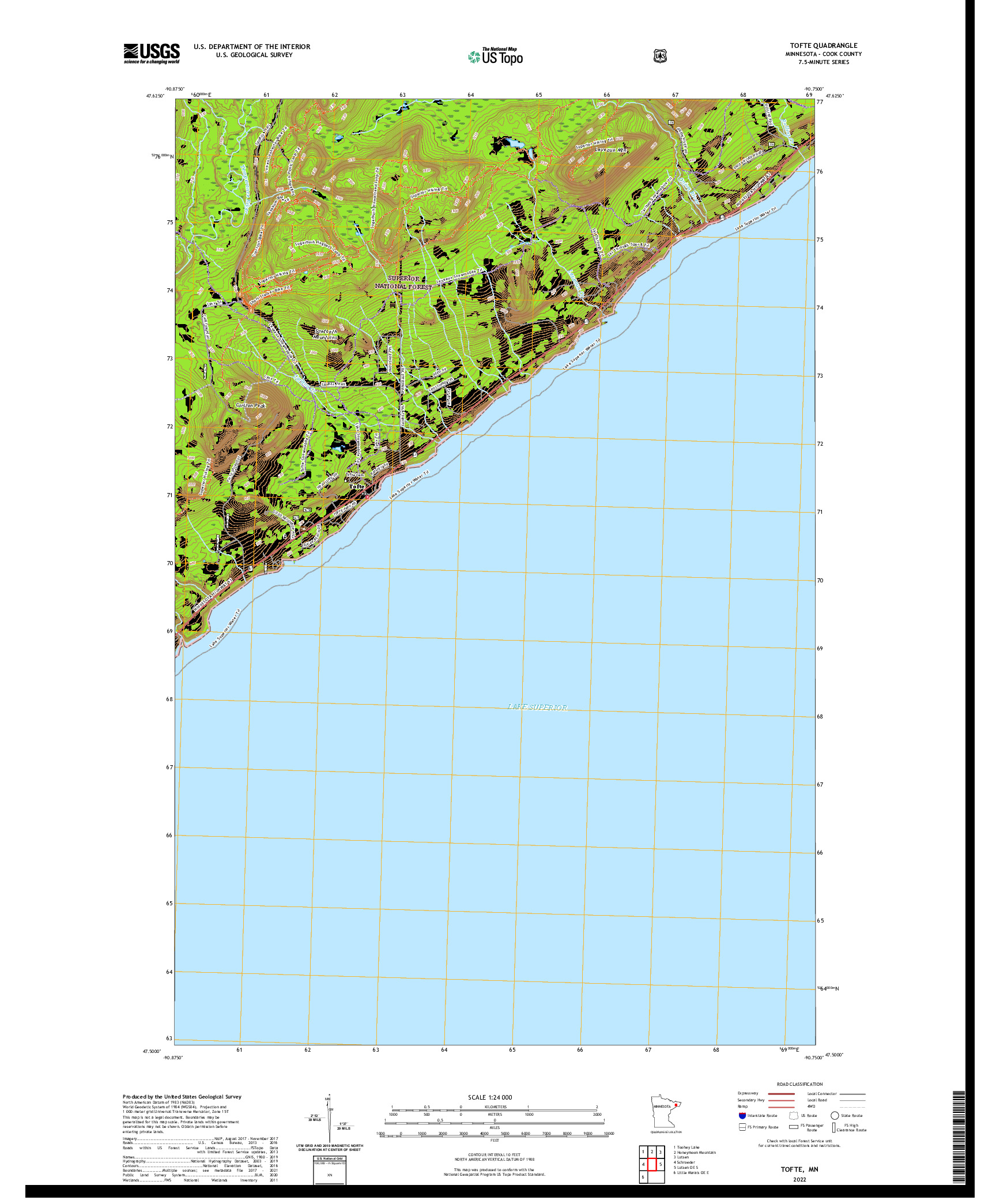 US TOPO 7.5-MINUTE MAP FOR TOFTE, MN